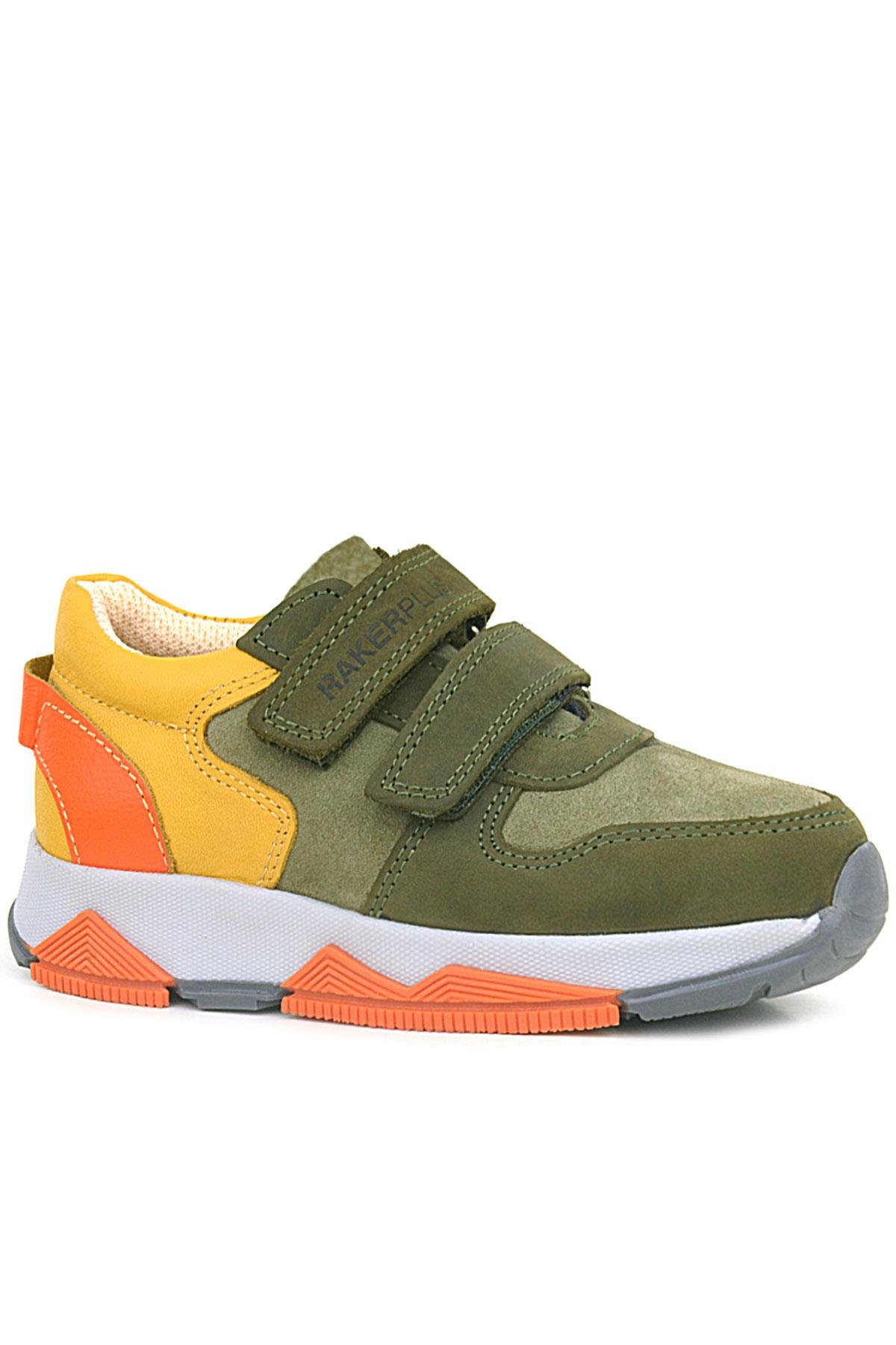 Rakerplus Genuine Leather Khaki Orange Yellow Kids Sneakers Sport Shoes