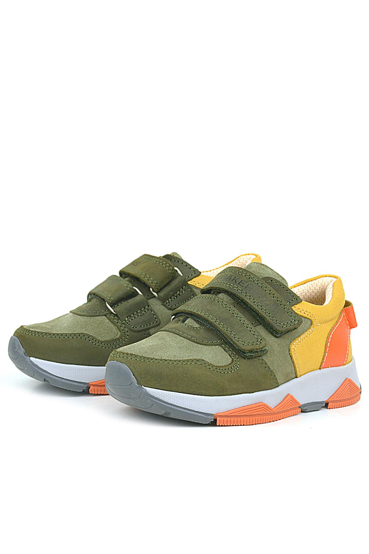 Rakerplus Genuine Leather Khaki Orange Yellow Kids Sneakers Sport Shoes