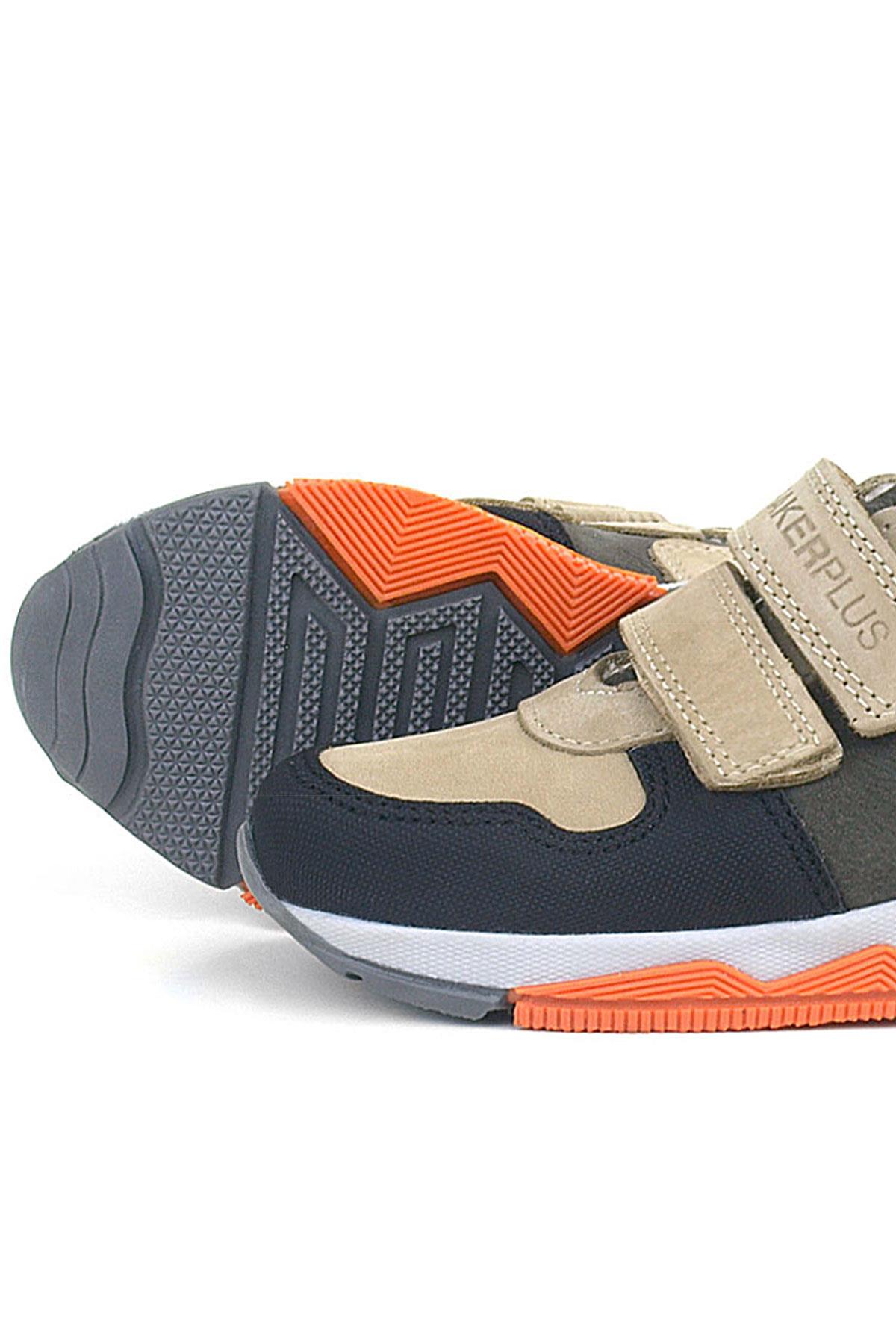 Rakerplus Genuine Leather Sand Color Gri Black Kids Sneakers Sport Shoes