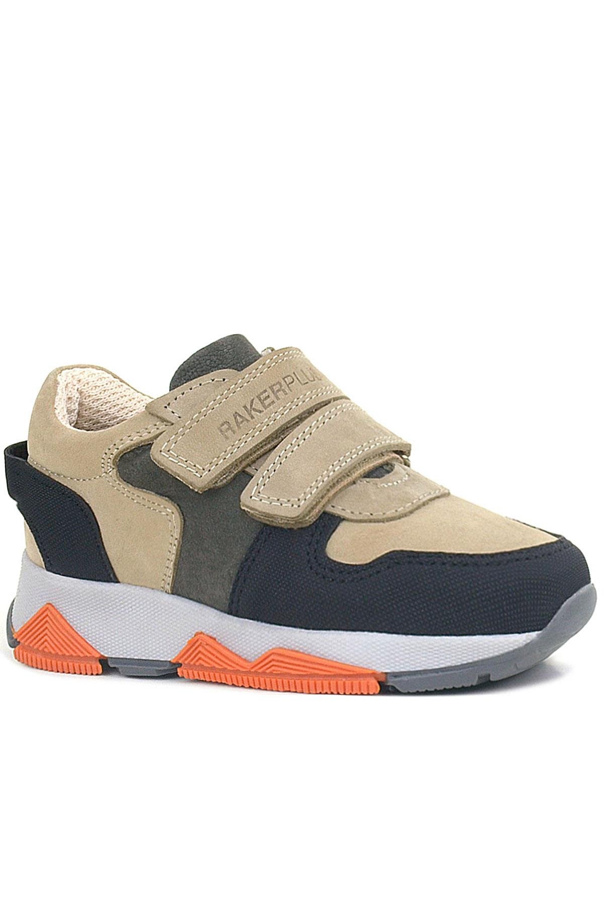 Rakerplus Genuine Leather Sand Color Gri Black Kids Sneakers Sport Shoes