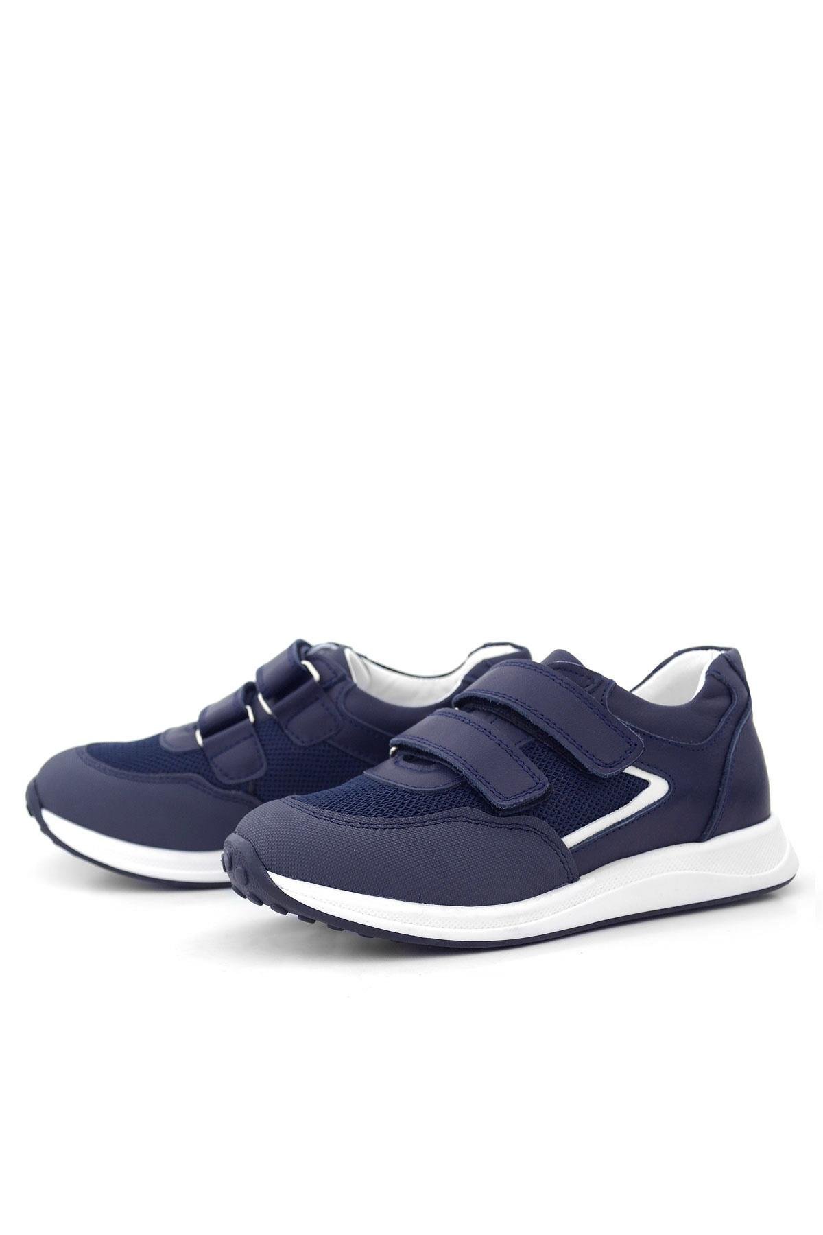 Hakiki Deri Lacivert Cırt Cırtlı Erkek Çocuk Günlük Spor Ayakkabı