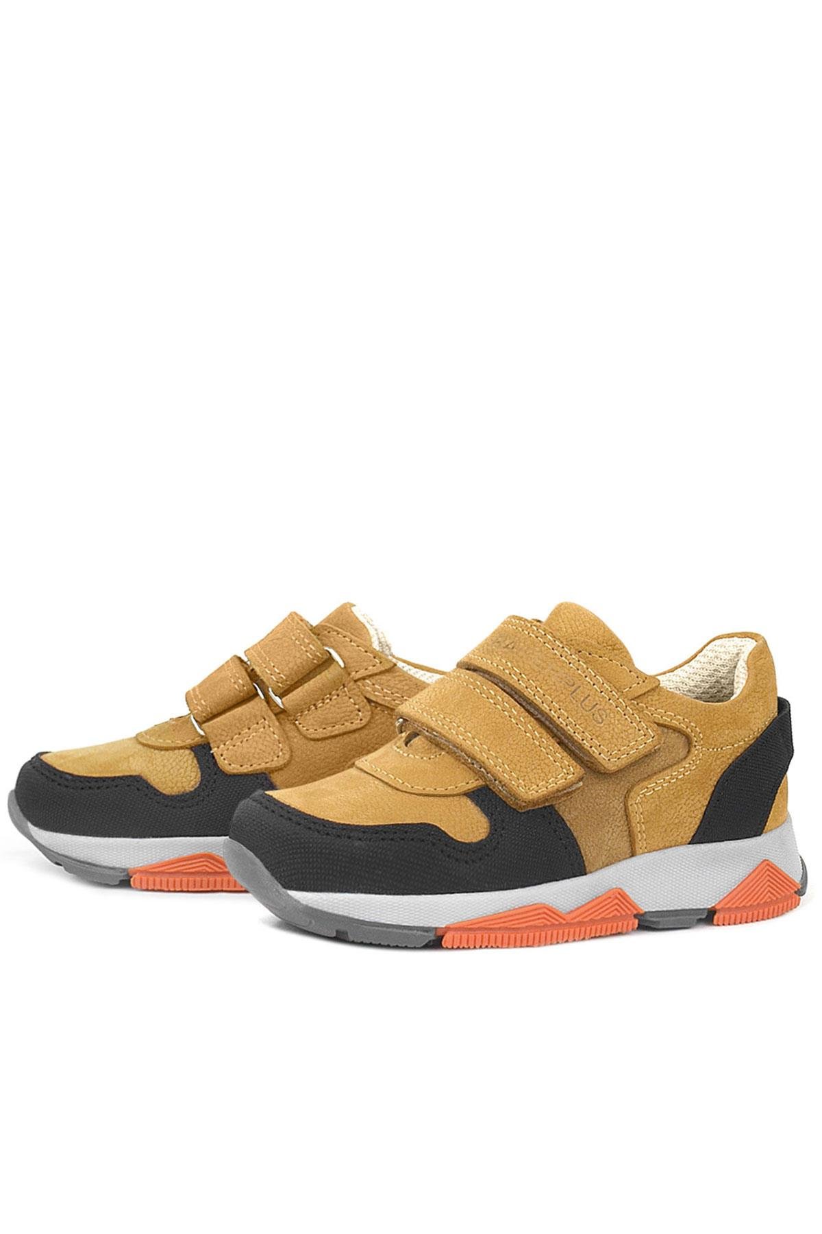 Rakerplus Genuine Leather Yellow Black Kids Sneakers Sports Shoes