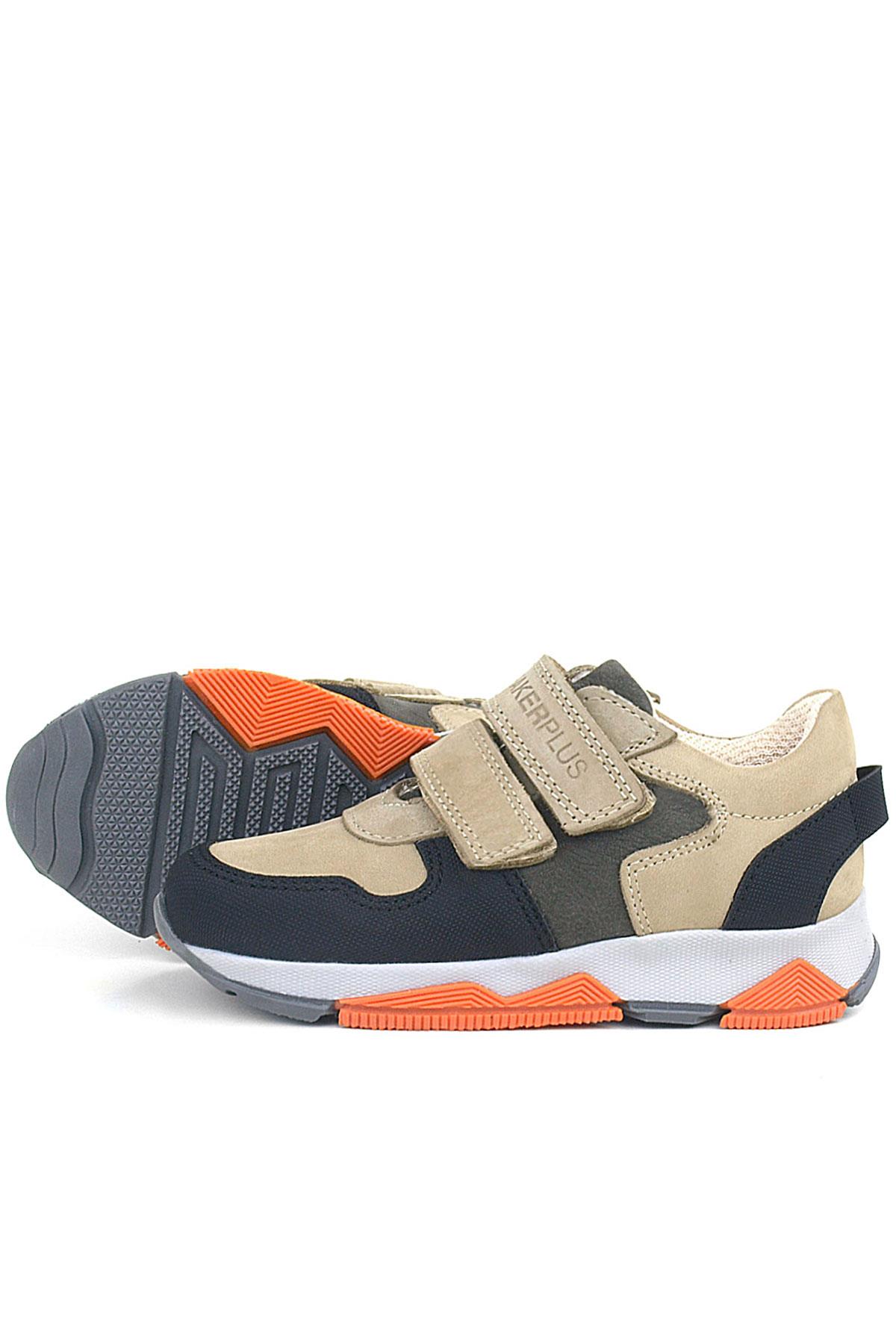 Rakerplus Genuine Leather Sand Color Gri Black Kids Sneakers Sport Shoes