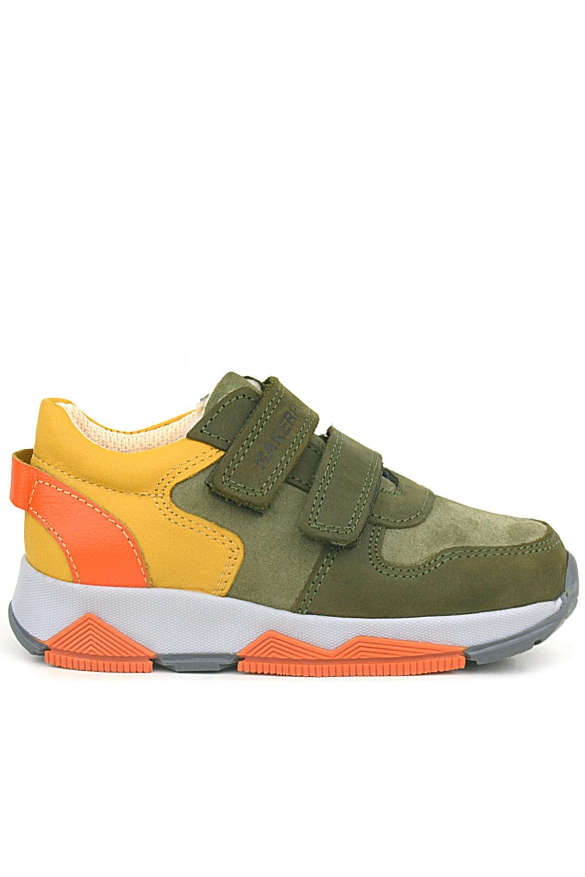 Rakerplus Genuine Leather Khaki Orange Yellow Kids Sneakers Sport Shoes