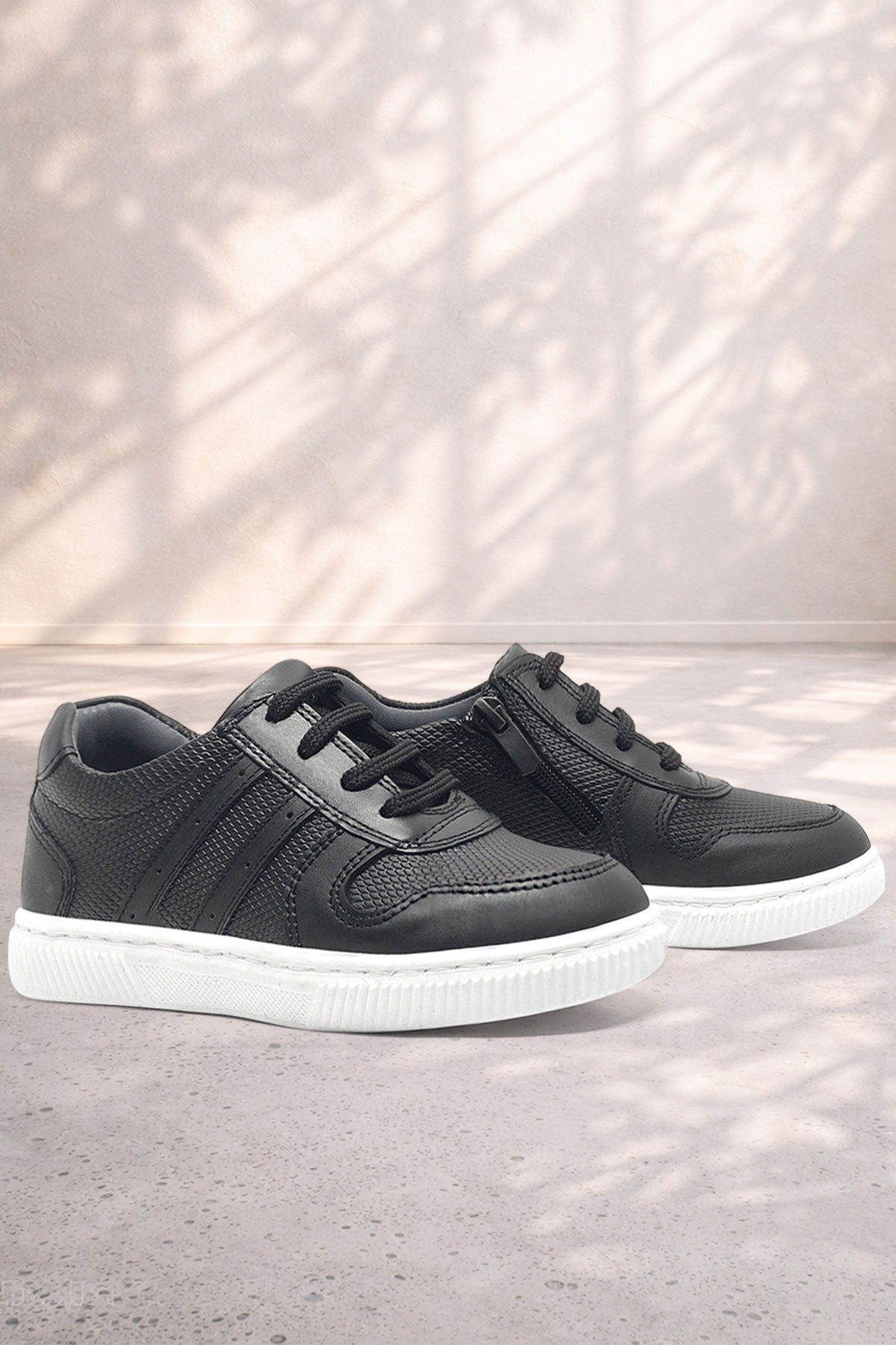 Rakerplus Hakiki Deri Siyah Erkek Çocuk Spor Okul Ayakkabı