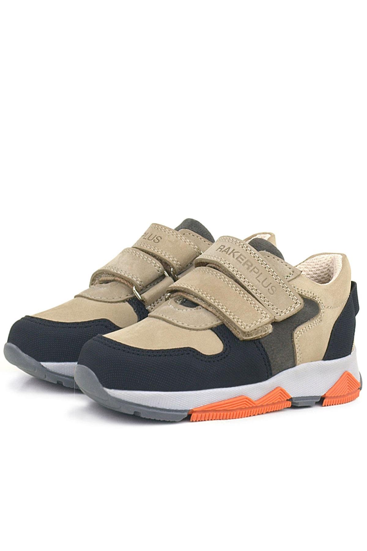 Rakerplus Genuine Leather Sand Color Gri Black Kids Sneakers Sport Shoes