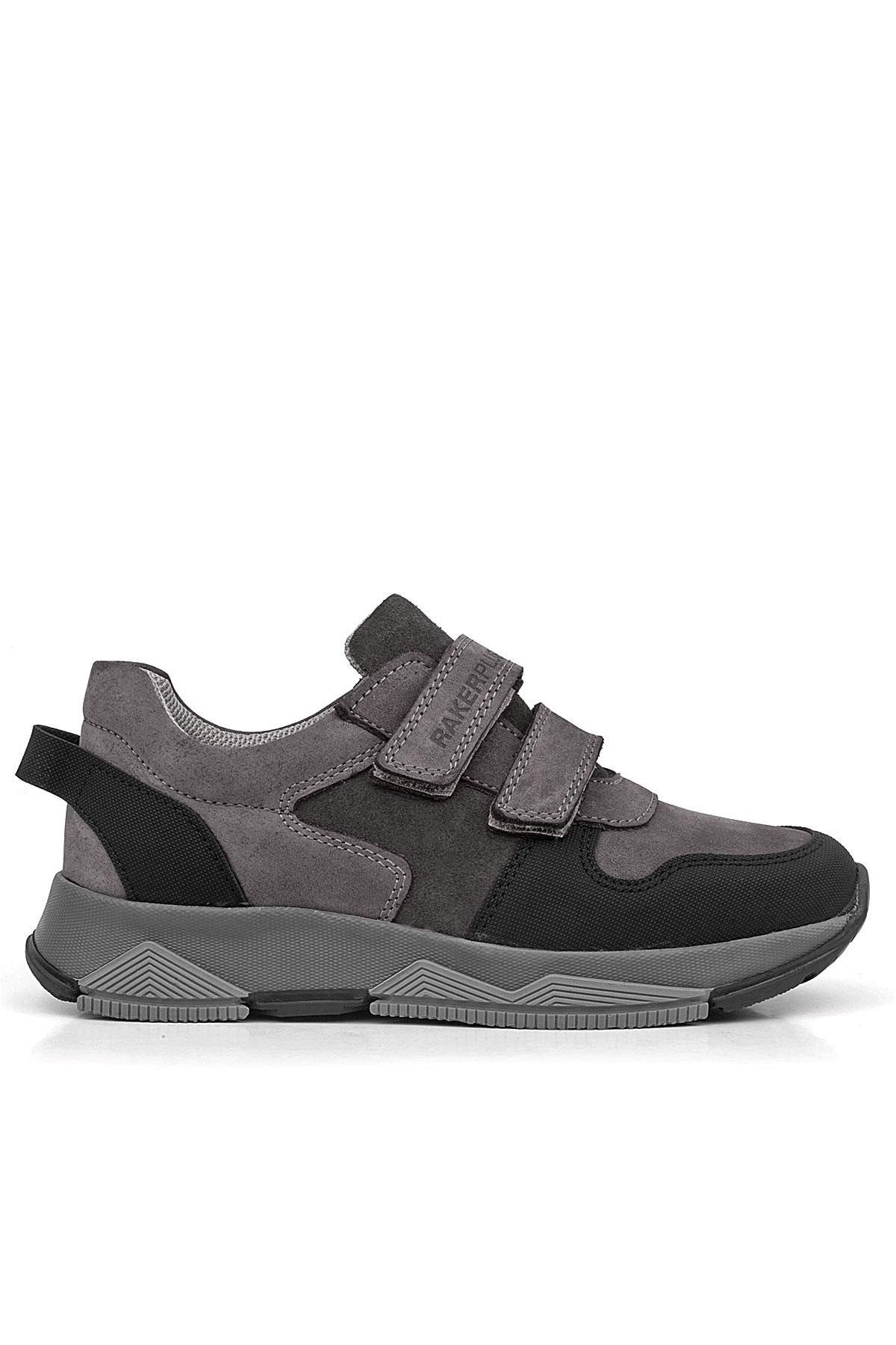 Rakerplus Hakiki Deri Gri Çocuk Sneakers Spor Ayakkabı