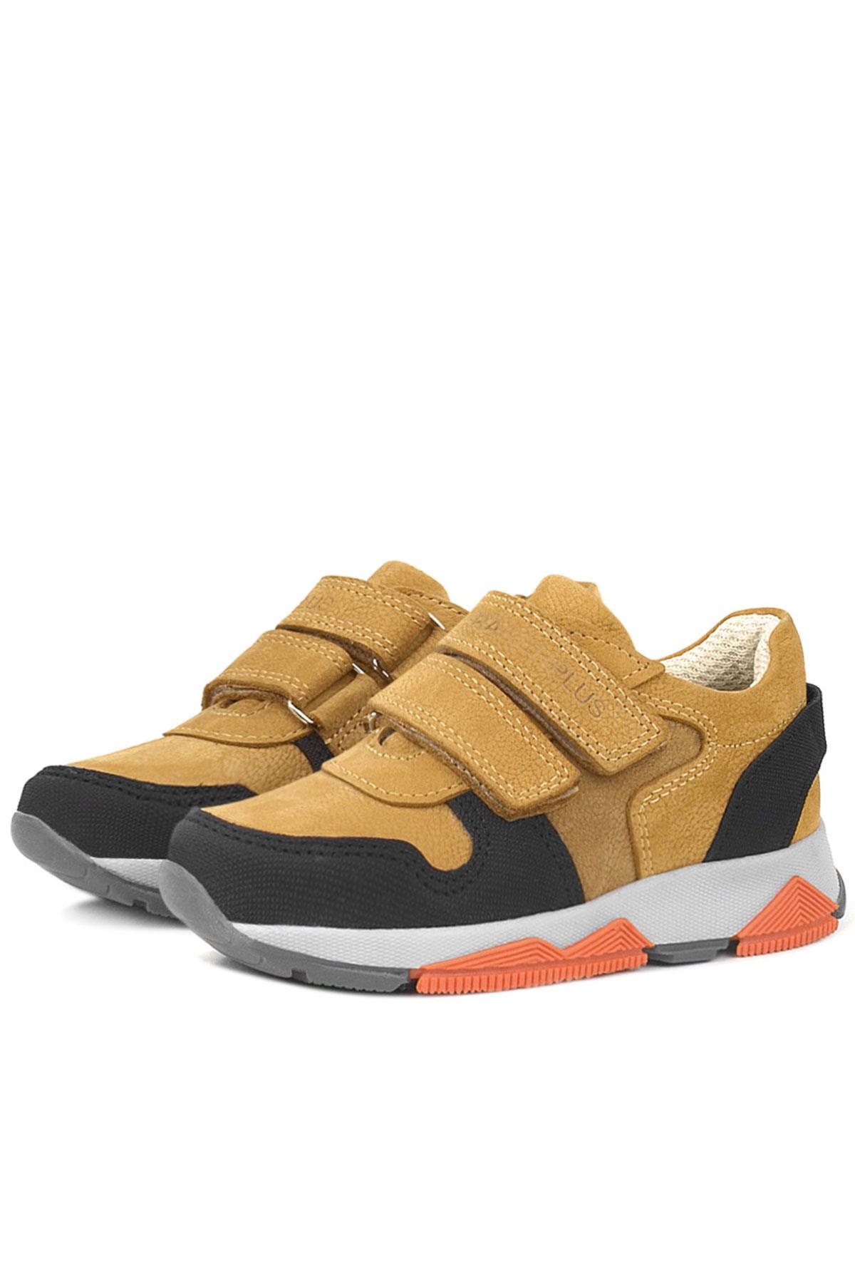 Rakerplus Genuine Leather Yellow Black Kids Sneakers Sports Shoes