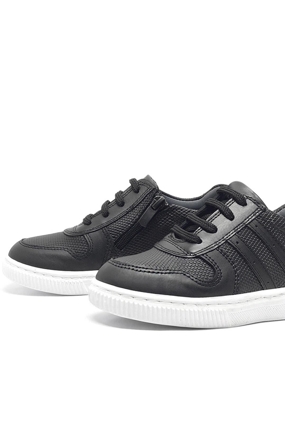 Rakerplus Hakiki Deri Siyah Erkek Çocuk Spor Okul Ayakkabı