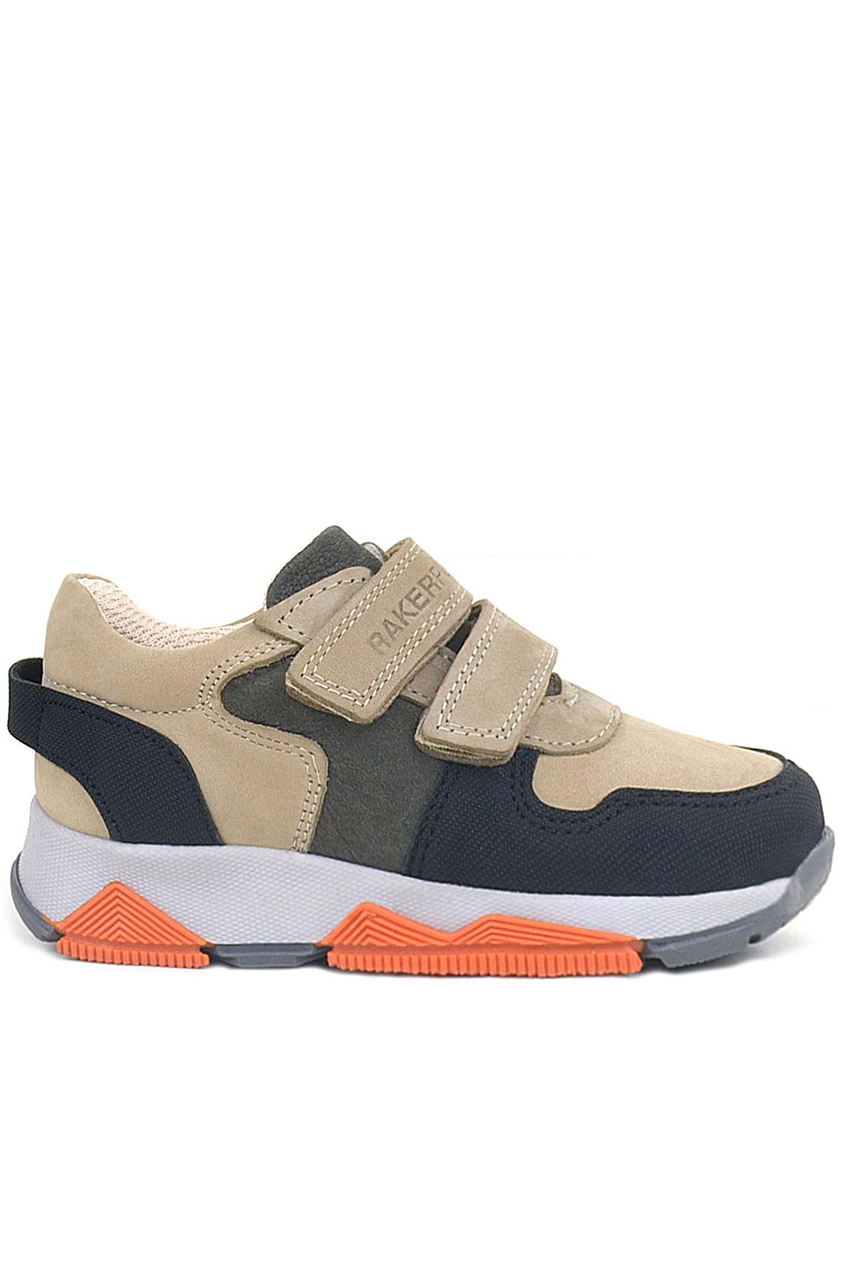 Rakerplus Genuine Leather Sand Color Gri Black Kids Sneakers Sport Shoes