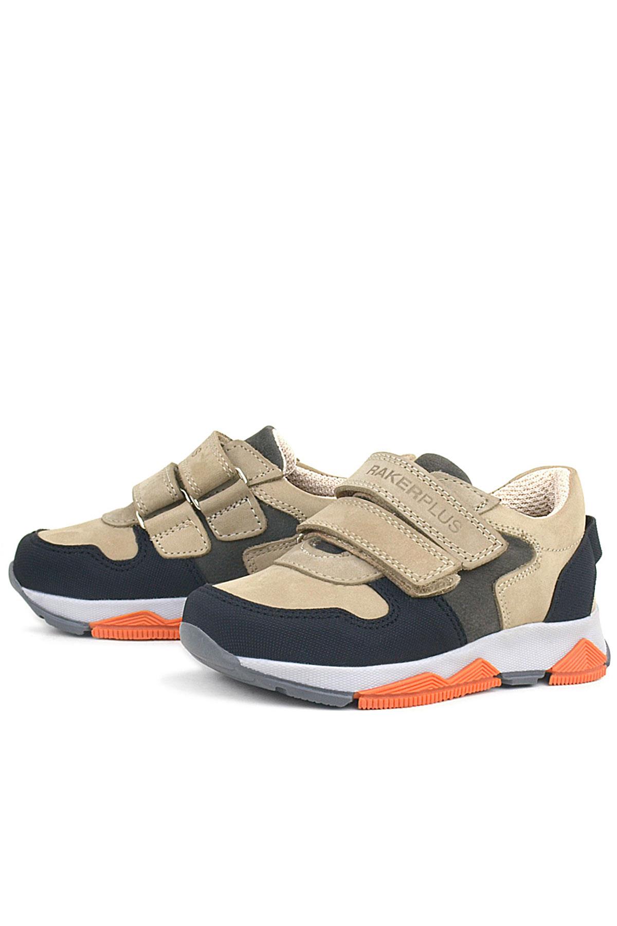 Rakerplus Genuine Leather Sand Color Gri Black Kids Sneakers Sport Shoes