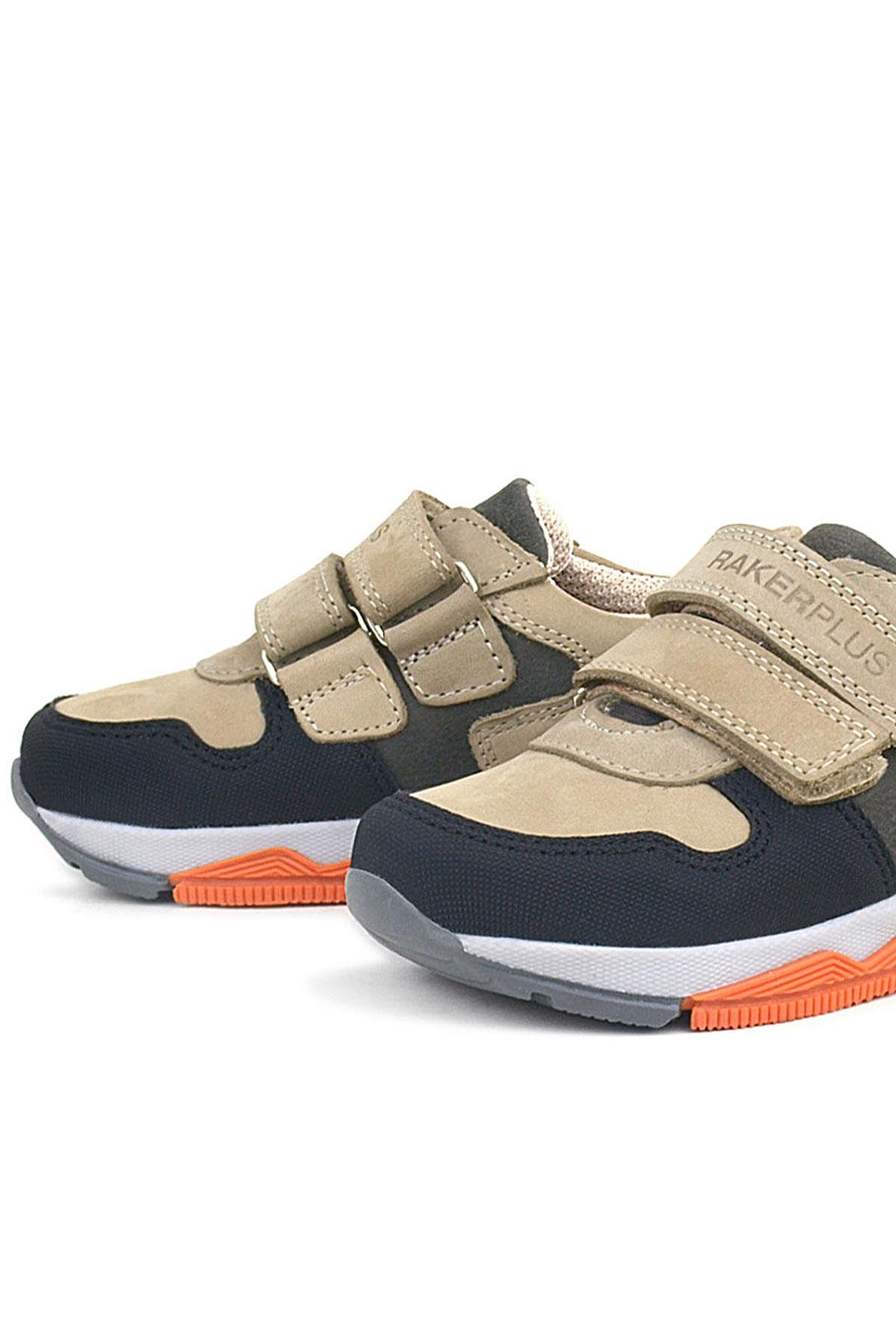 Rakerplus Genuine Leather Sand Color Gri Black Kids Sneakers Sport Shoes