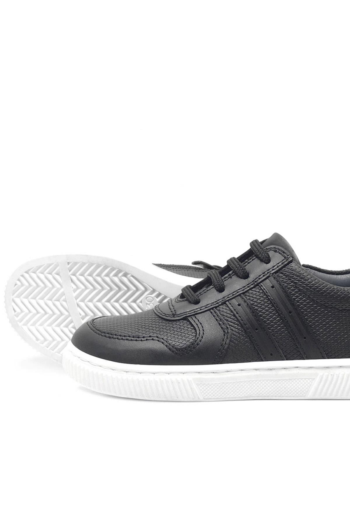 Rakerplus Hakiki Deri Siyah Erkek Çocuk Spor Okul Ayakkabı