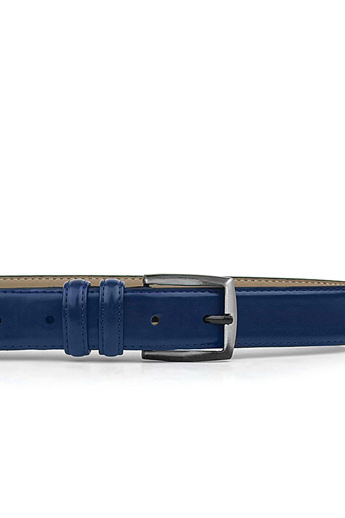 Rakerplus Lacivert Rugan 3,5 Cm Erkek Çocuk Kemeri (85- 110 Cm)