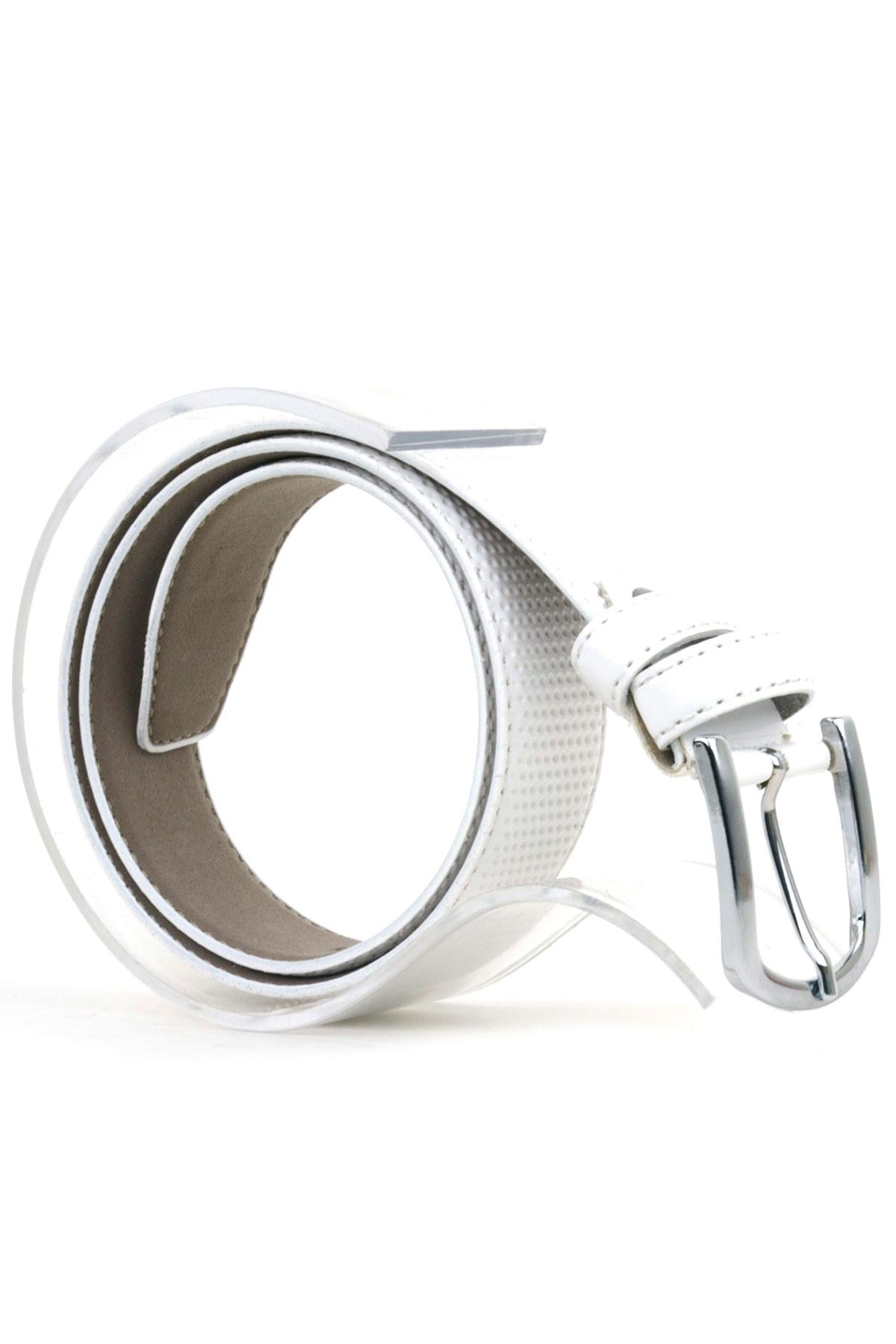 White Classic Metal Buckled Rougan Boys Belts