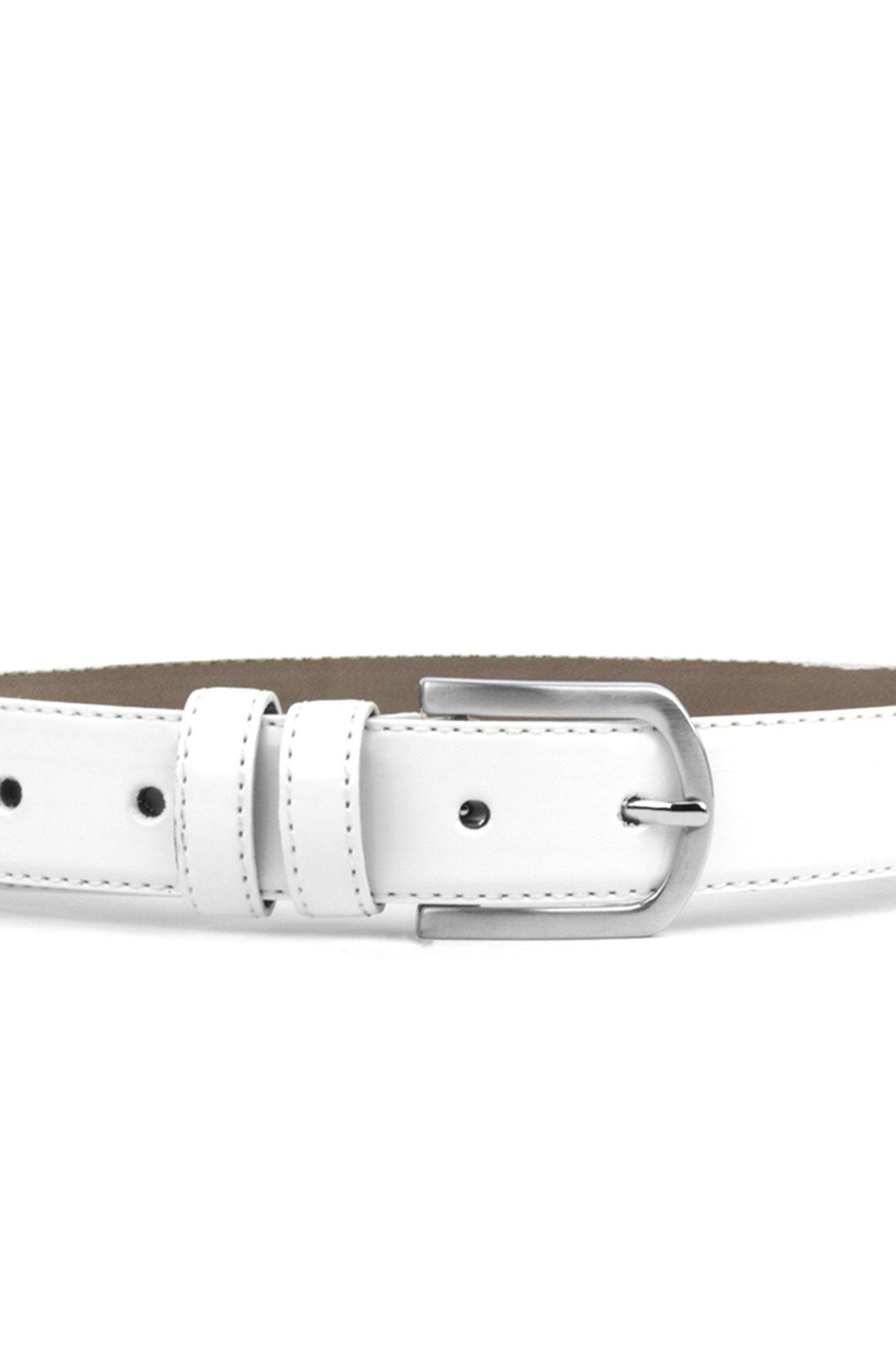 Rakerplus Beyaz Cilt 3 cm Erkek Çocuk Klasik Kemer 