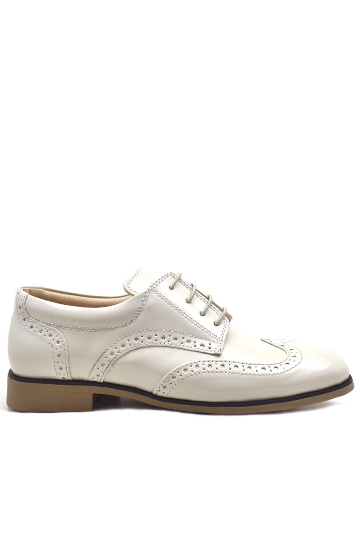 Rakerplus Titan Cream Lace up Patent Leather Church Young Men Shoes
