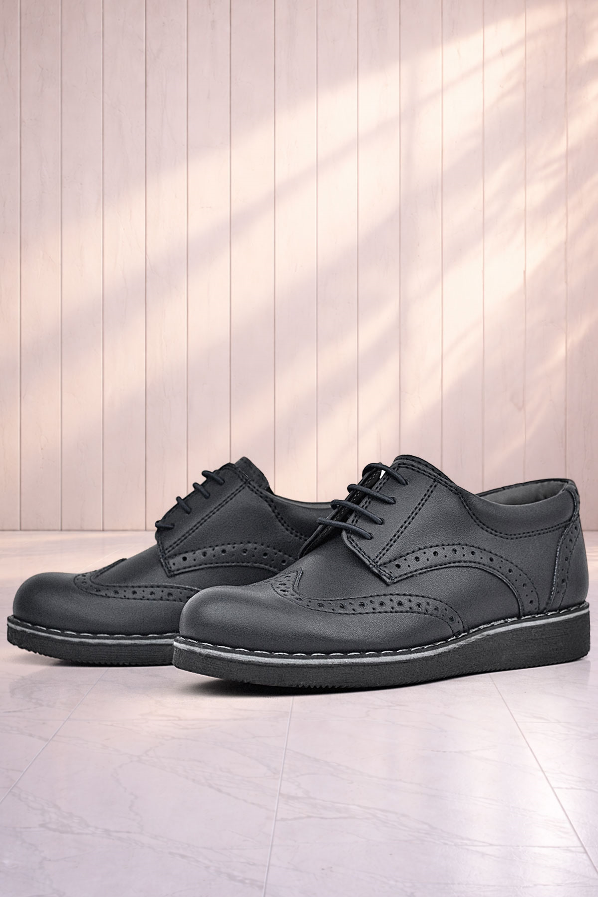 Rakerplus Hidra Siyah Mat Bağcıklı Klasik Erkek Çocuk Ayakkabı