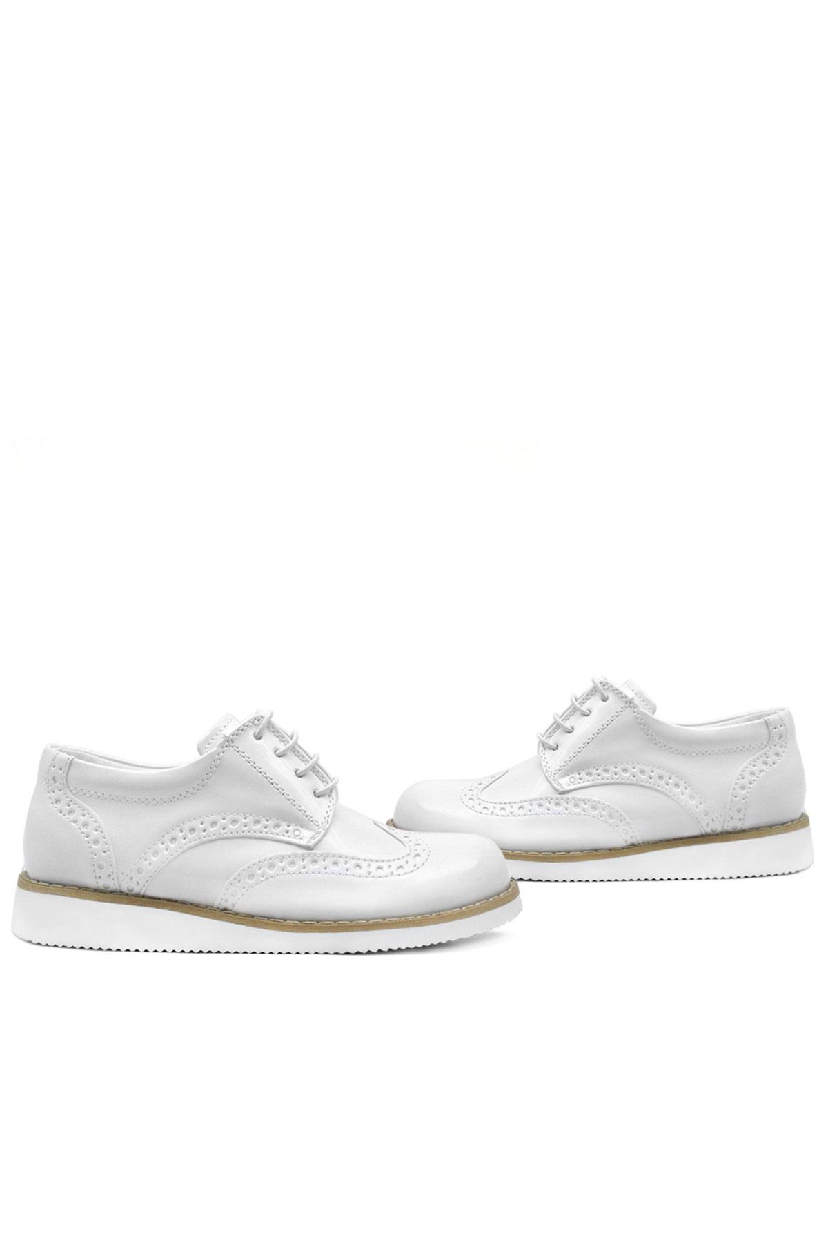 Rakerplus Hidra Beyaz Rugan Bağcıklı Erkek Çocuk Ayakkabı