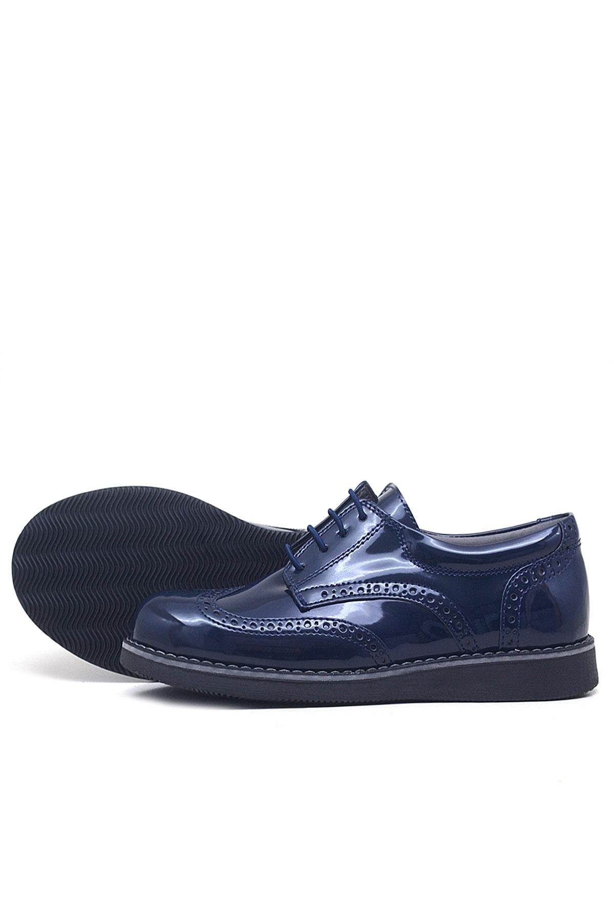 Rakerplus Lacivert Rugan Bağcıklı Klasik Erkek Çocuk Ayakkabı