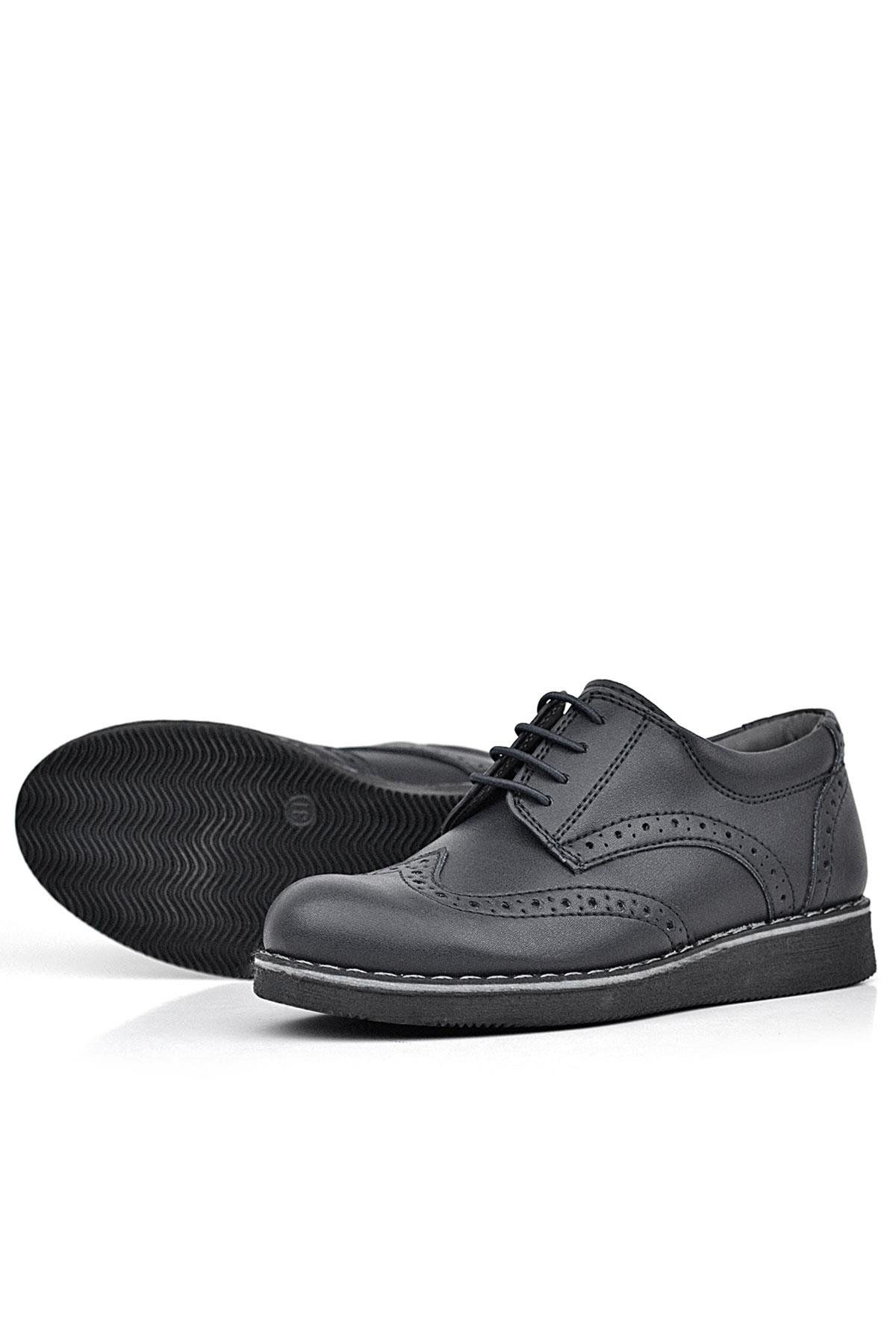 Rakerplus Hidra Siyah Mat Bağcıklı Klasik Erkek Çocuk Ayakkabı
