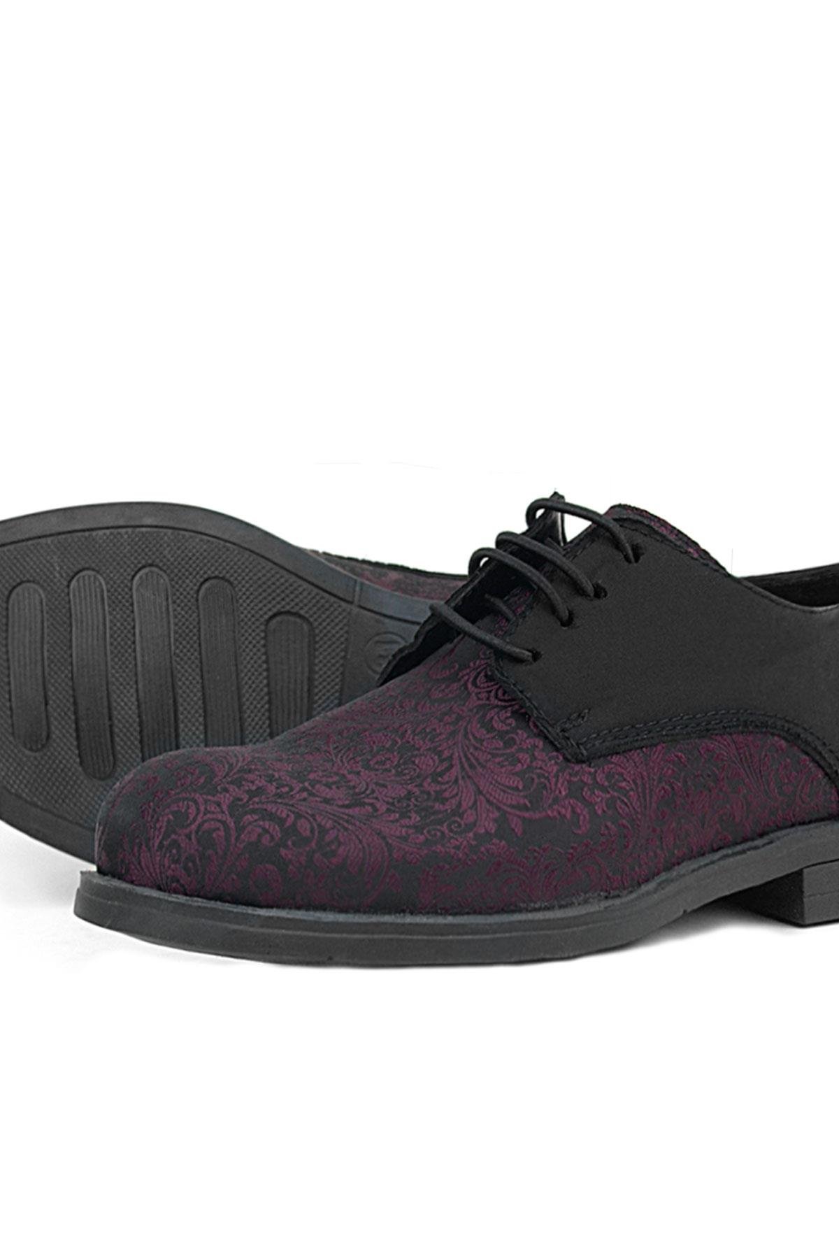 Rakerplus Bordo Siyah Bağcıklı Takım Elbise Klasik Çocuk Ayakkabı