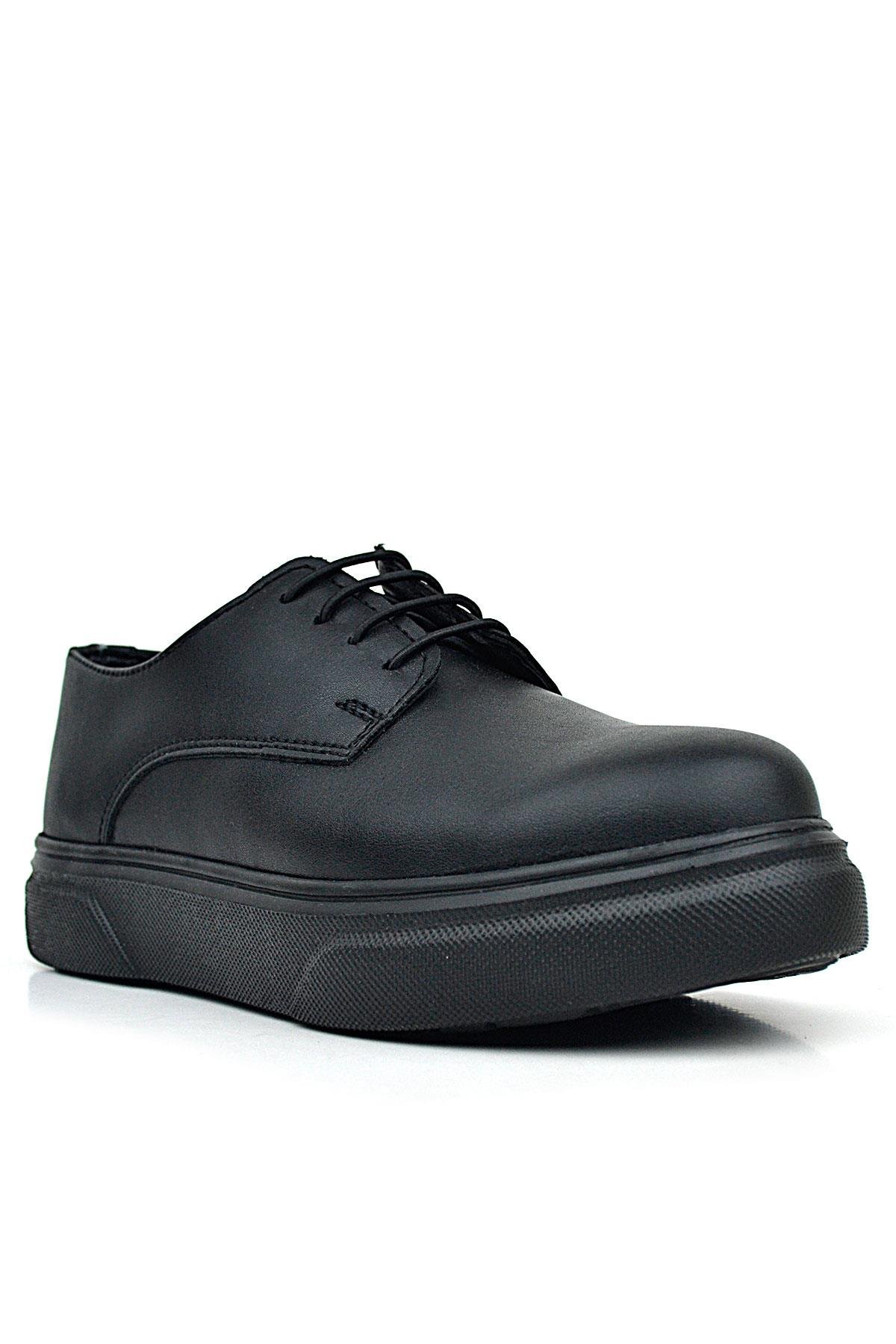 Rakerplus Derby Siyah Mat Siyah Taban Çocuk Klasik Ayakkabı