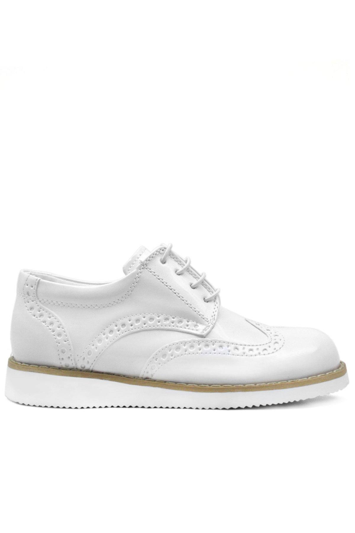 Rakerplus Hidra Beyaz Rugan Bağcıklı Erkek Çocuk Ayakkabı