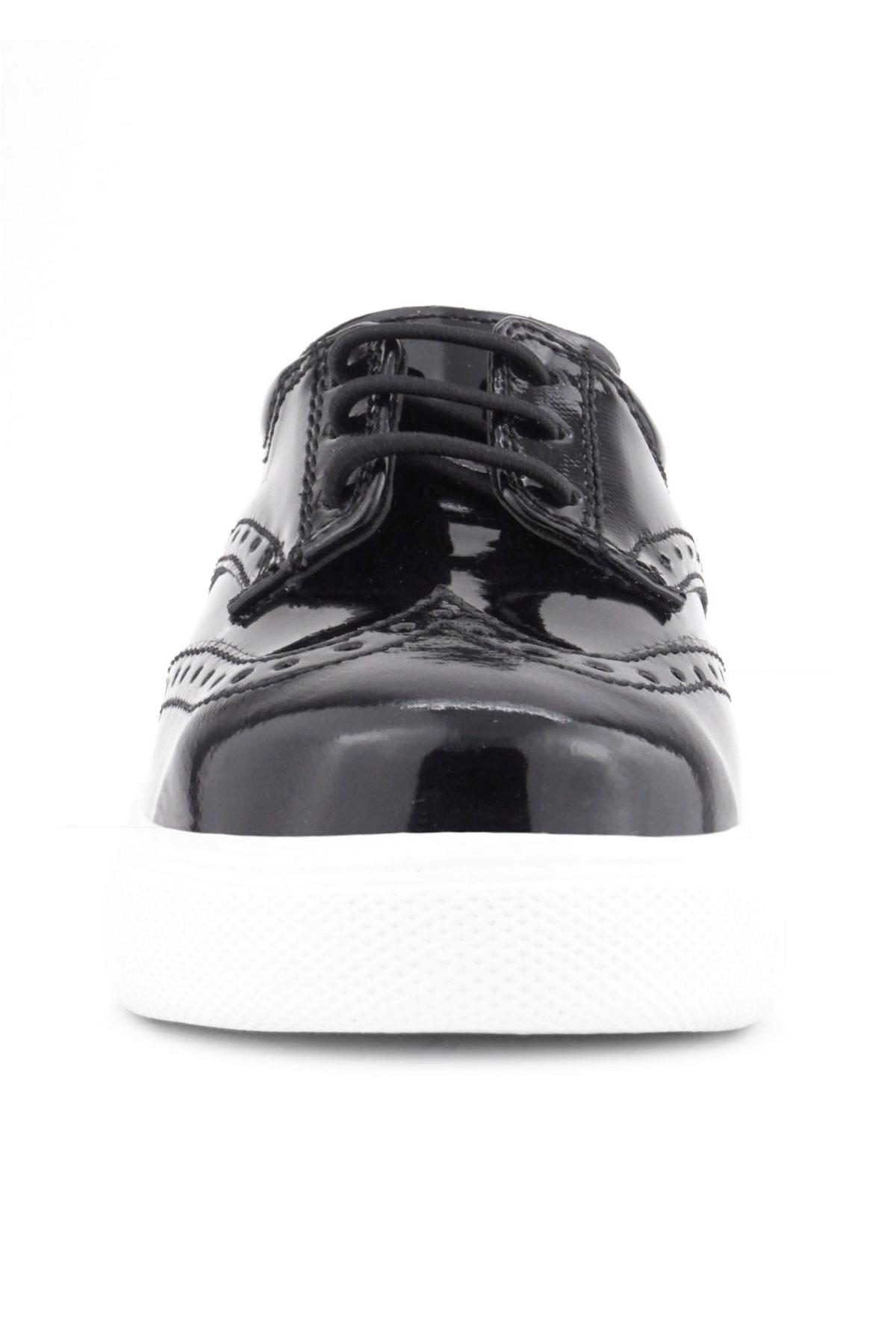 Rakerplus Siyah Rugan Beyaz Taban Oxford Çocuk Klasik Ayakkabı