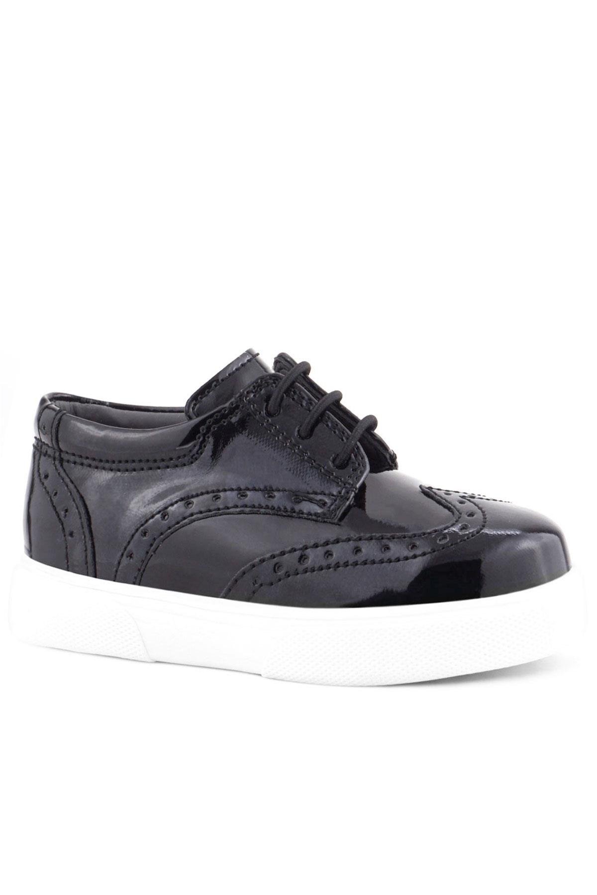Rakerplus Siyah Rugan Beyaz Taban Oxford Çocuk Klasik Ayakkabı