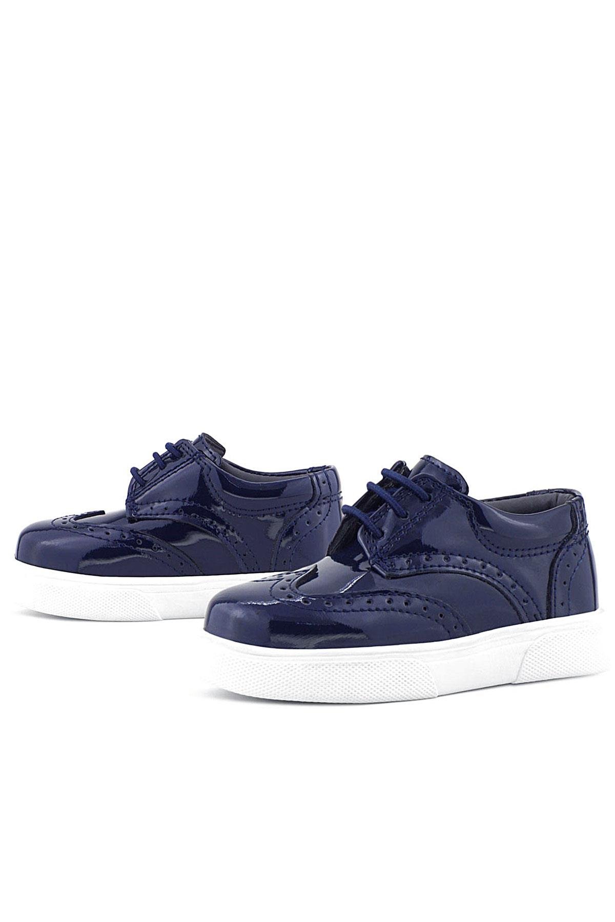 Rakerplus Navy Blue Rougan White Sole Oxford Kids Classic Shoes