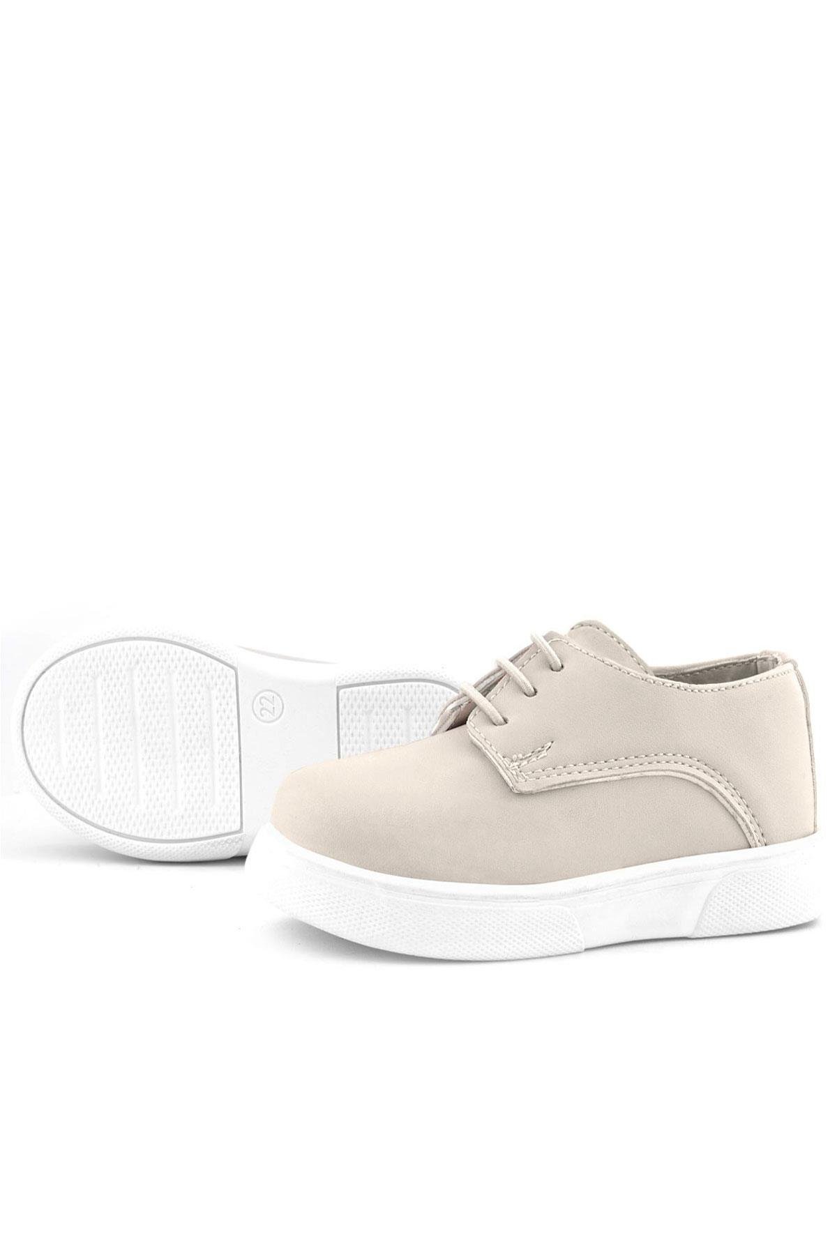 Rakerplus Derby Krem Cilt Yüksek Taban Çocuk Klasik Ayakkabı