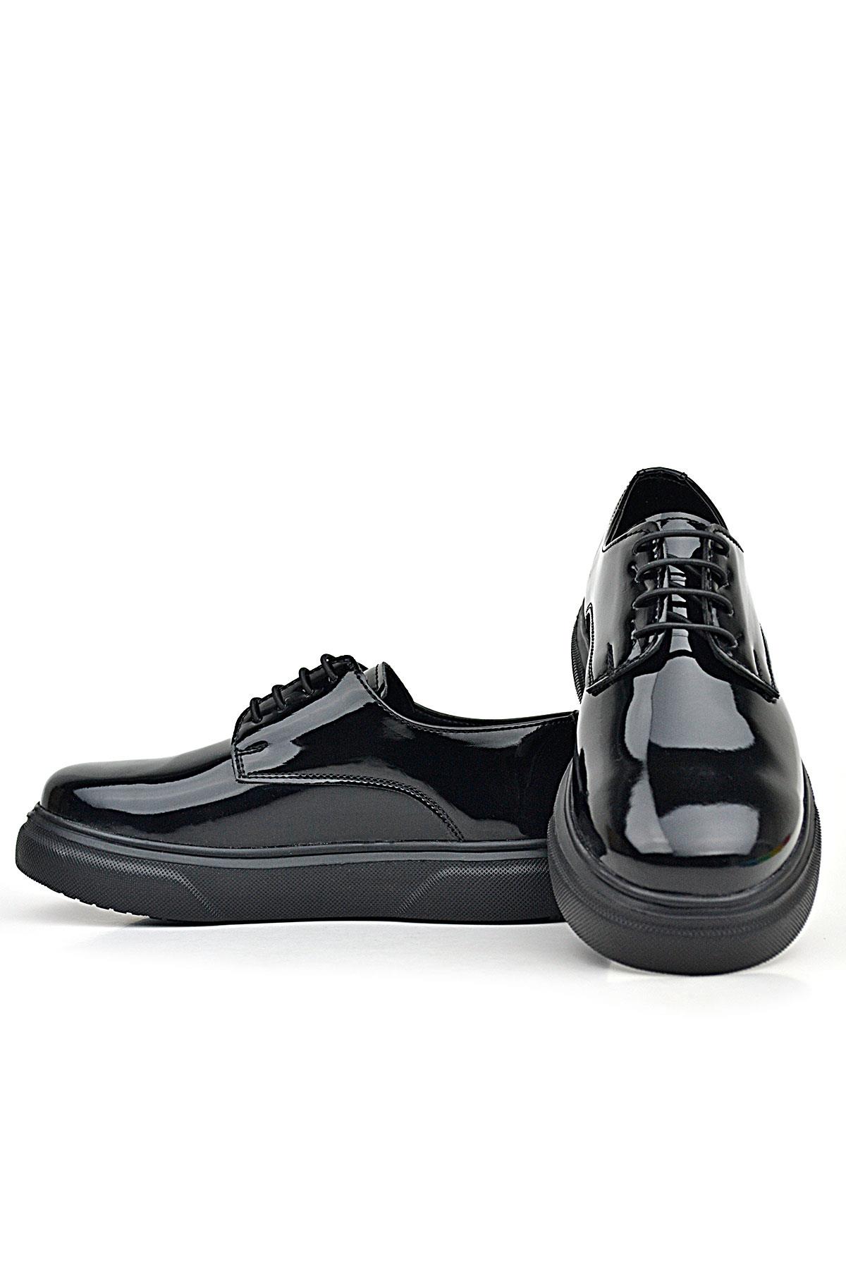 Rakerplus Derby Siyah Rugan Siyah Taban Çocuk Klasik Ayakkabı