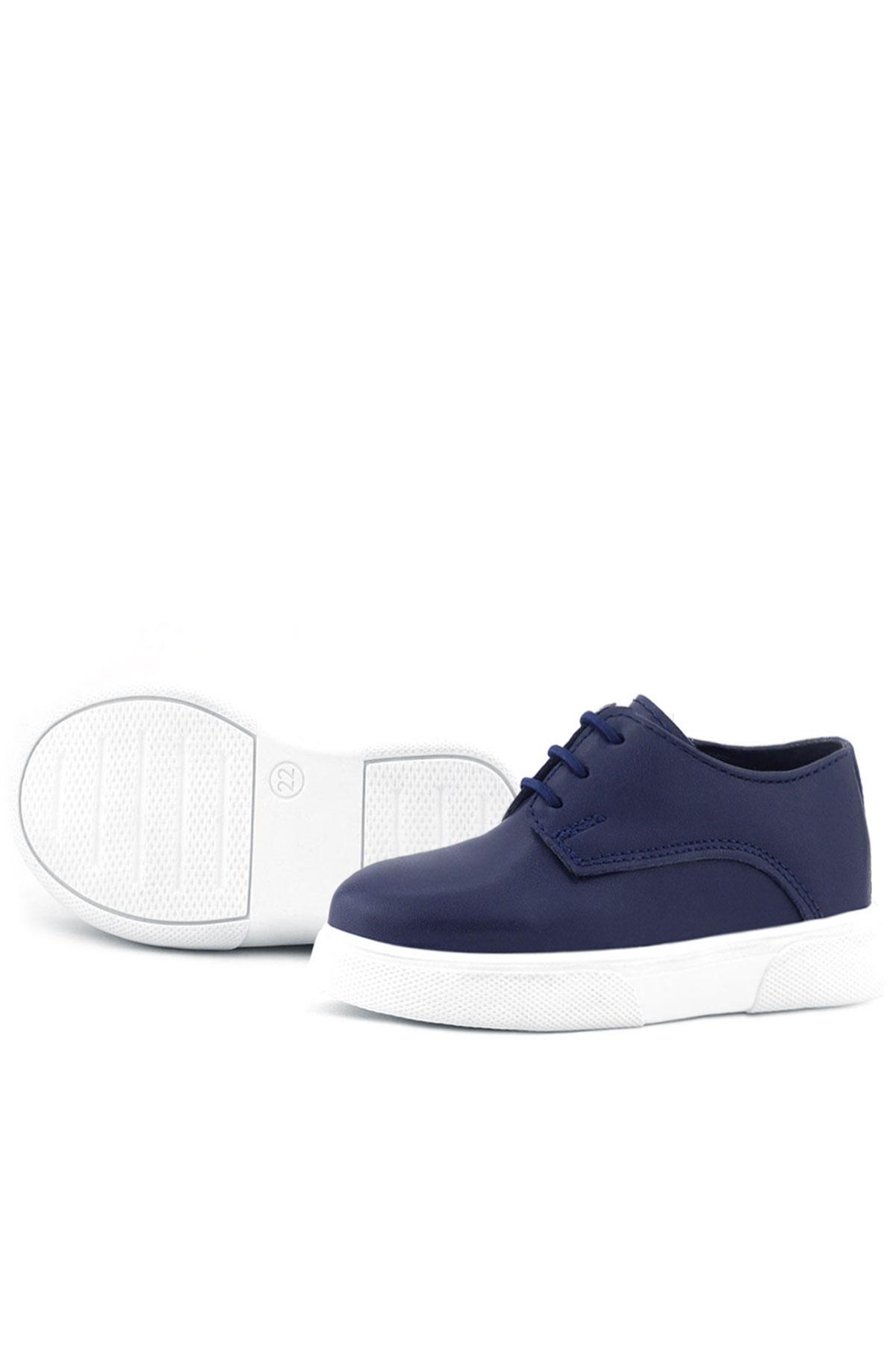 Rakerplus Derby Lacivert Mat Beyaz Taban Çocuk Klasik Ayakkabı