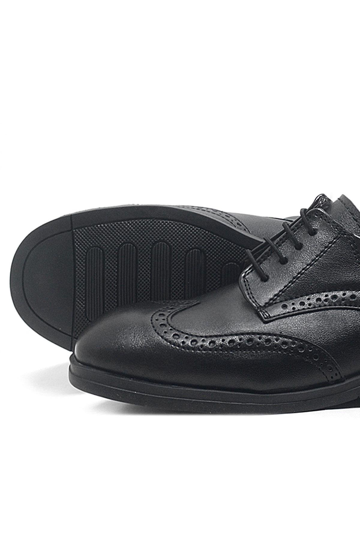 Rakerplus Siyah Bağcıklı Erkek Çocuk Klasik Okul Ayakkabısı