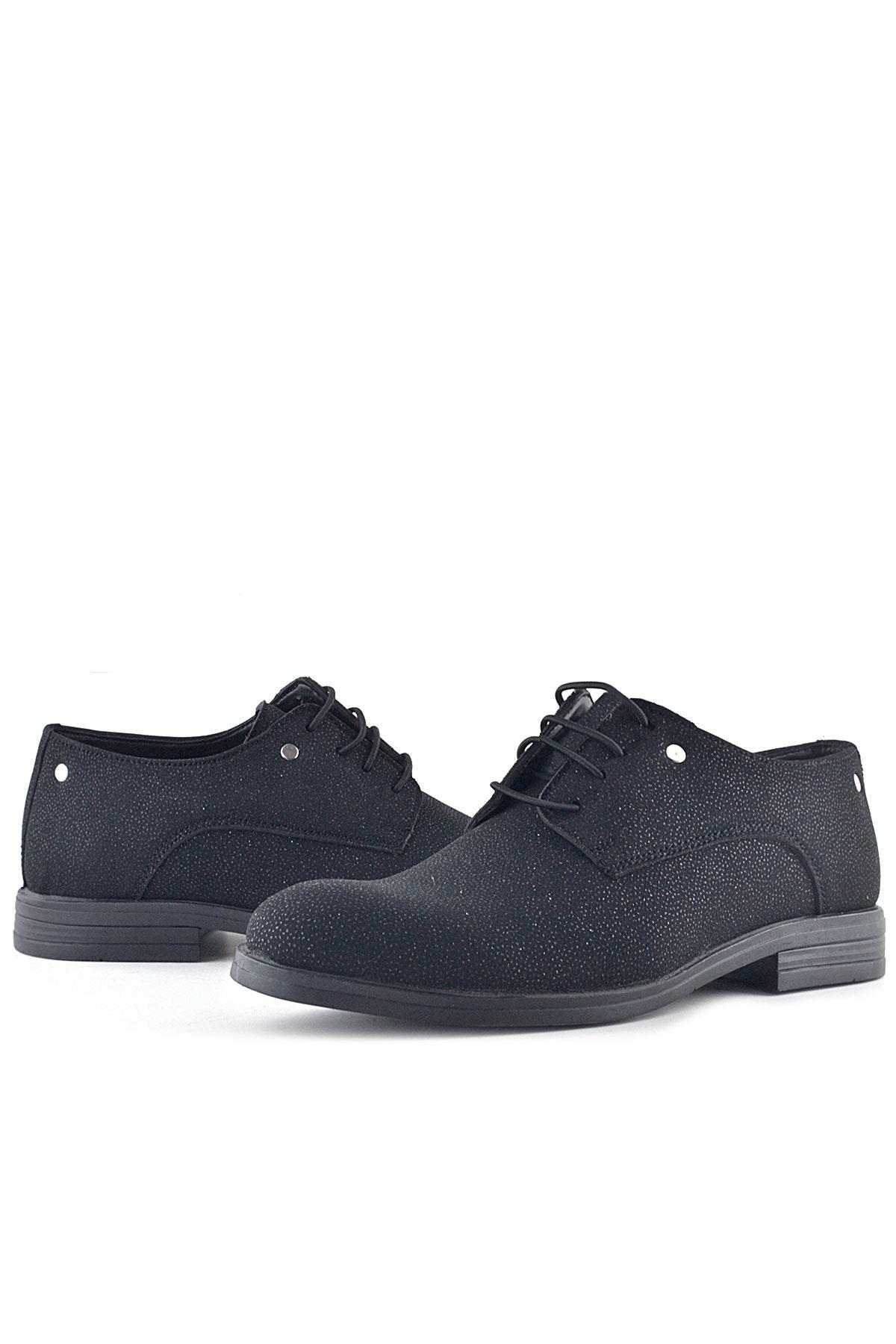 Rakerplus Siyah Simli Bağcıklı Metal Detaylı Klasik Çocuk Ayakkabı