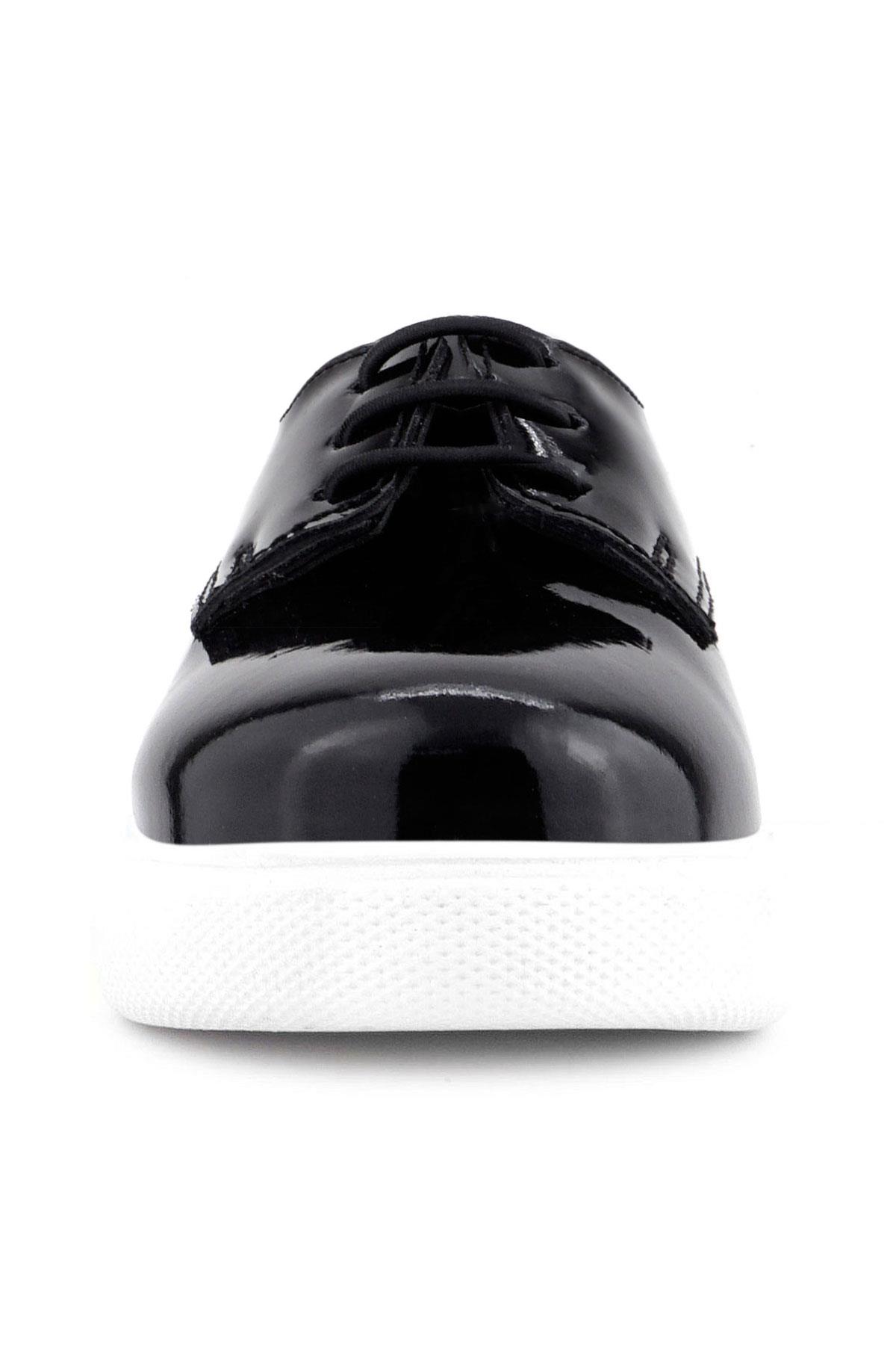 Rakerplus Derby Siyah Rugan Beyaz Taban Çocuk Klasik Ayakkabı