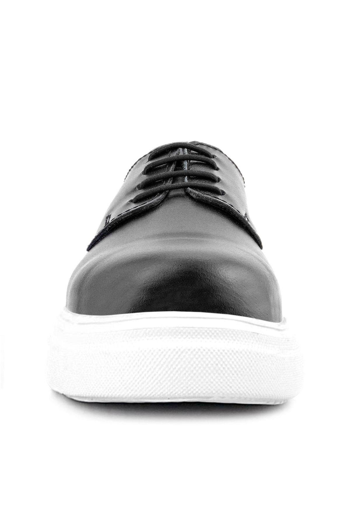 Rakerplus Derby Hakiki Deri Siyah Beyaz Tabanlı Çocuk Klasik Ayakkabı