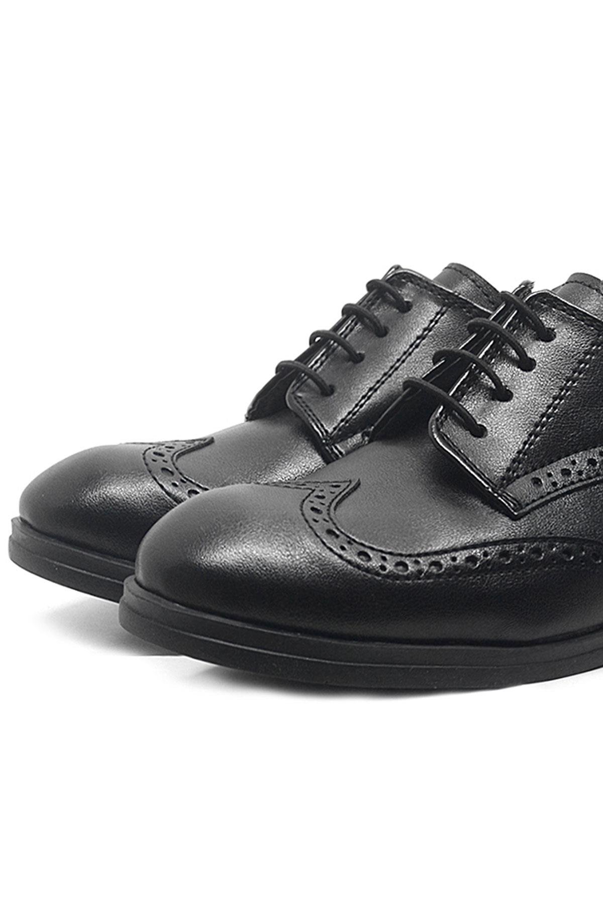 Rakerplus Siyah Bağcıklı Erkek Çocuk Klasik Okul Ayakkabısı