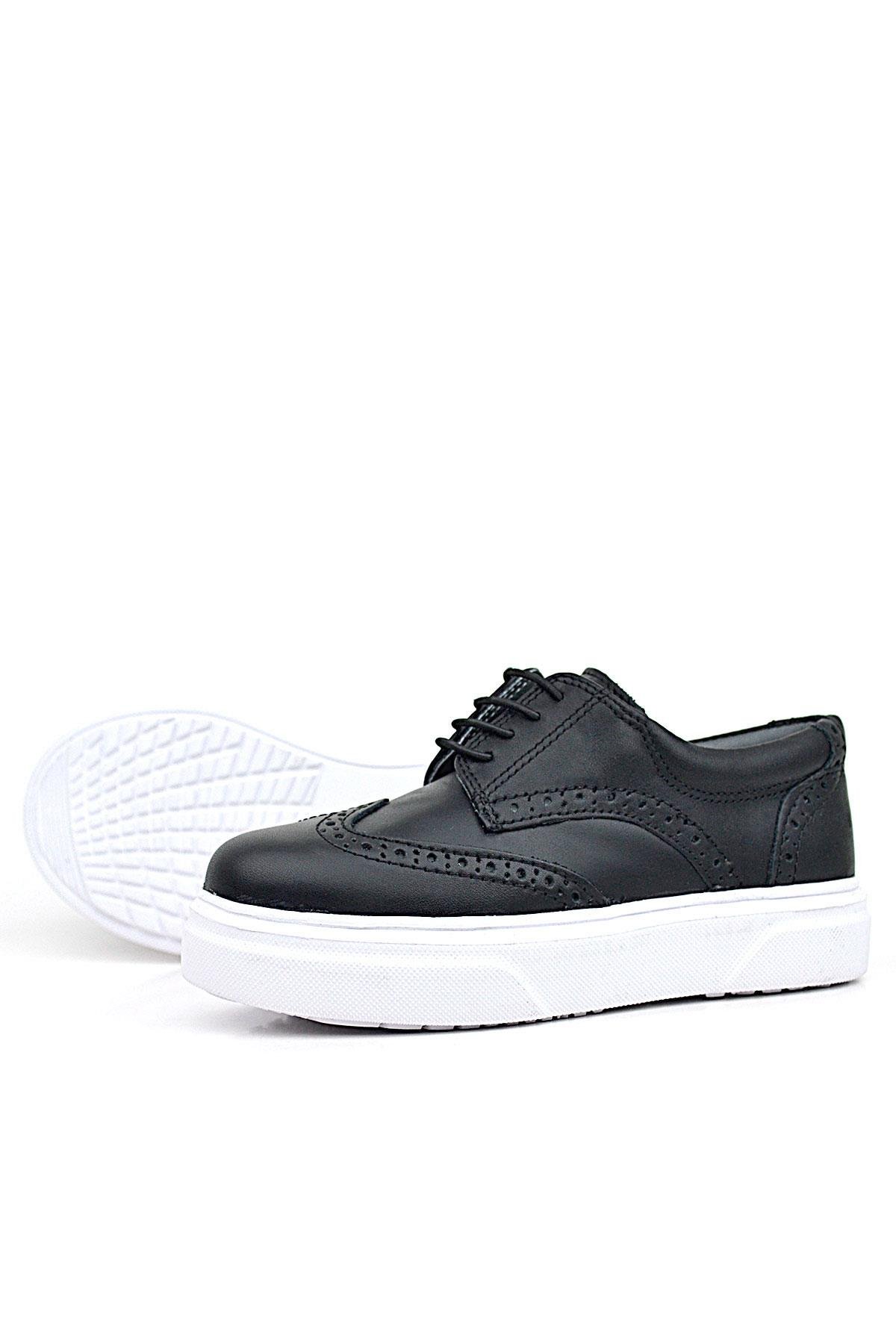 Rakerplus Genuine Leather Black White Sole Oxford Children's Classic Shoes