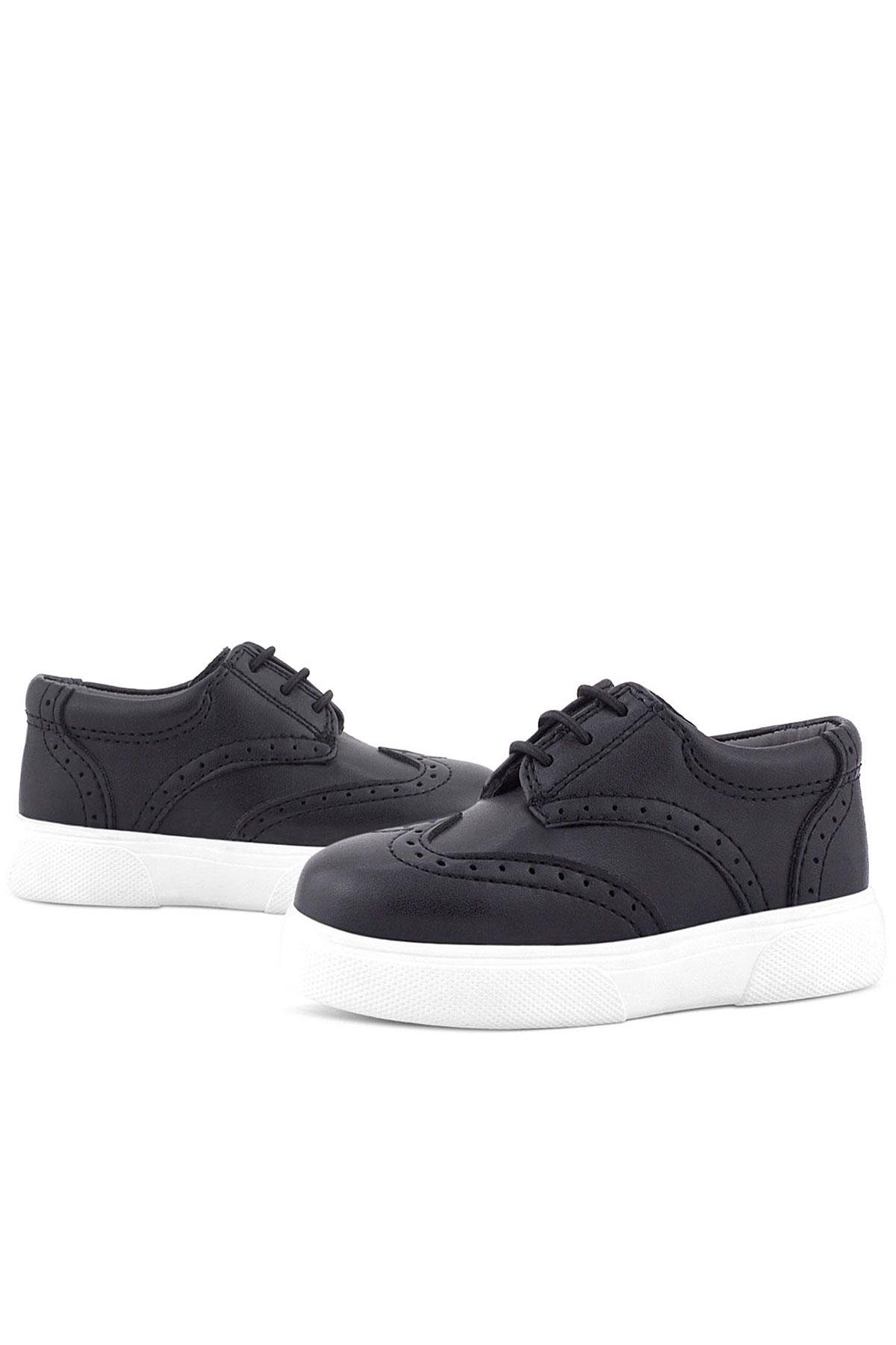 Rakerplus Siyah Beyaz Taban Oxford Çocuk Klasik Ayakkabı