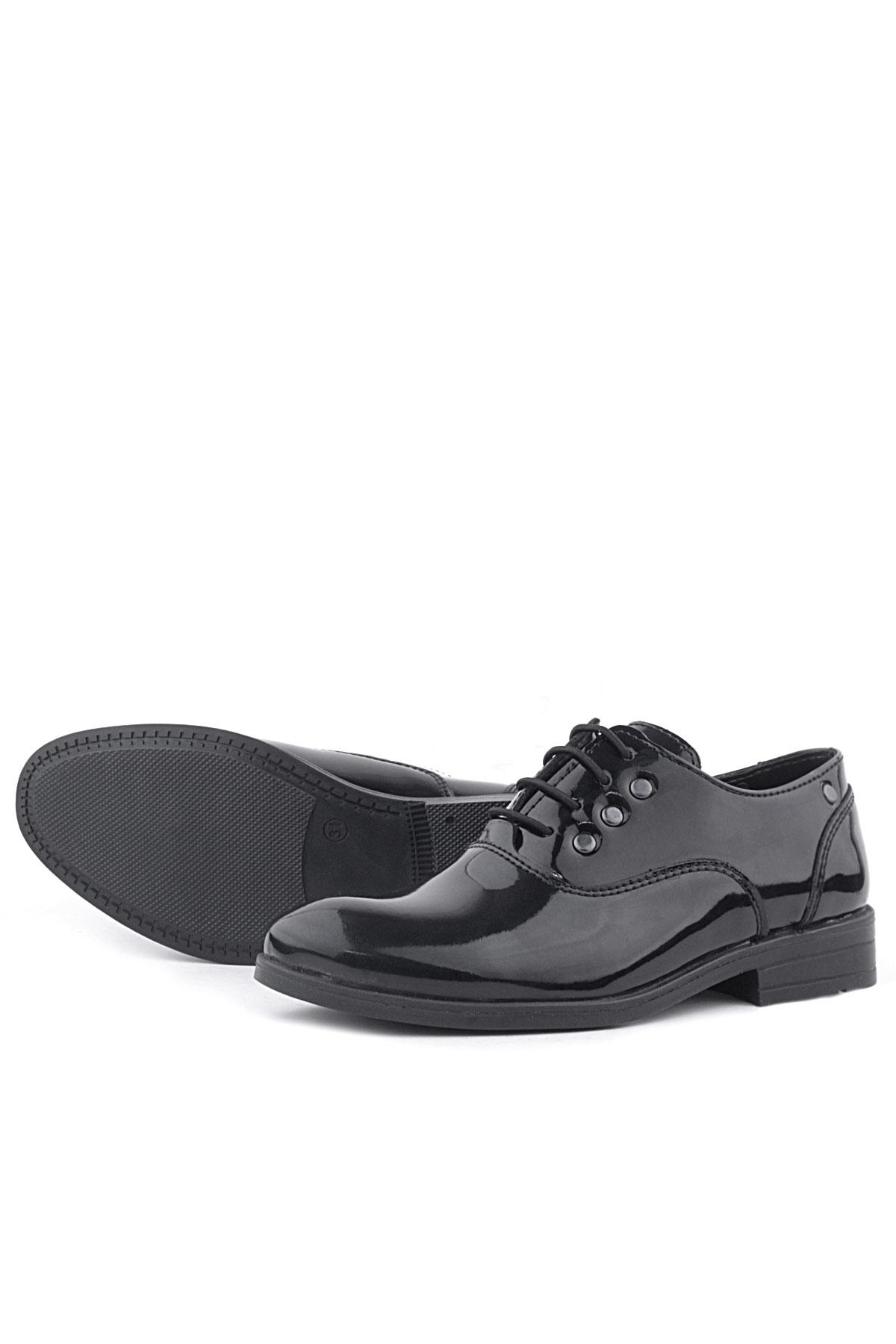 Rakerplus Smokin Siyah Rugan Bağcıklı Metal Detaylı Çocuk Klasik Ayakkabısı