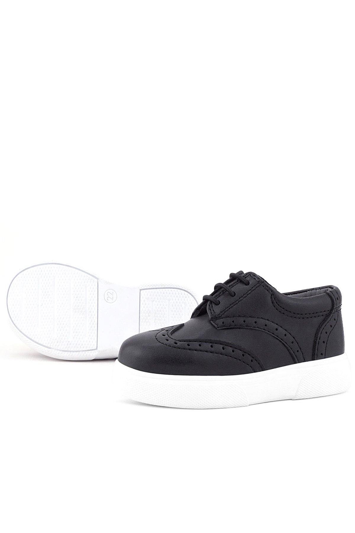Rakerplus Siyah Beyaz Taban Oxford Çocuk Klasik Ayakkabı