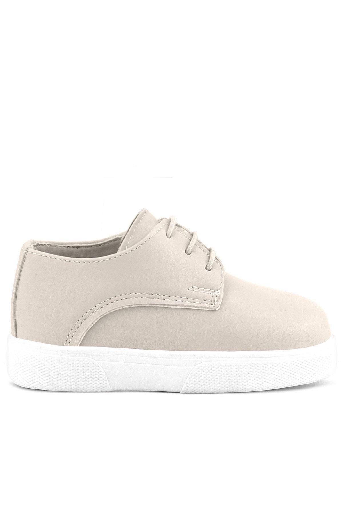 Rakerplus Derby Krem Cilt Yüksek Taban Çocuk Klasik Ayakkabı