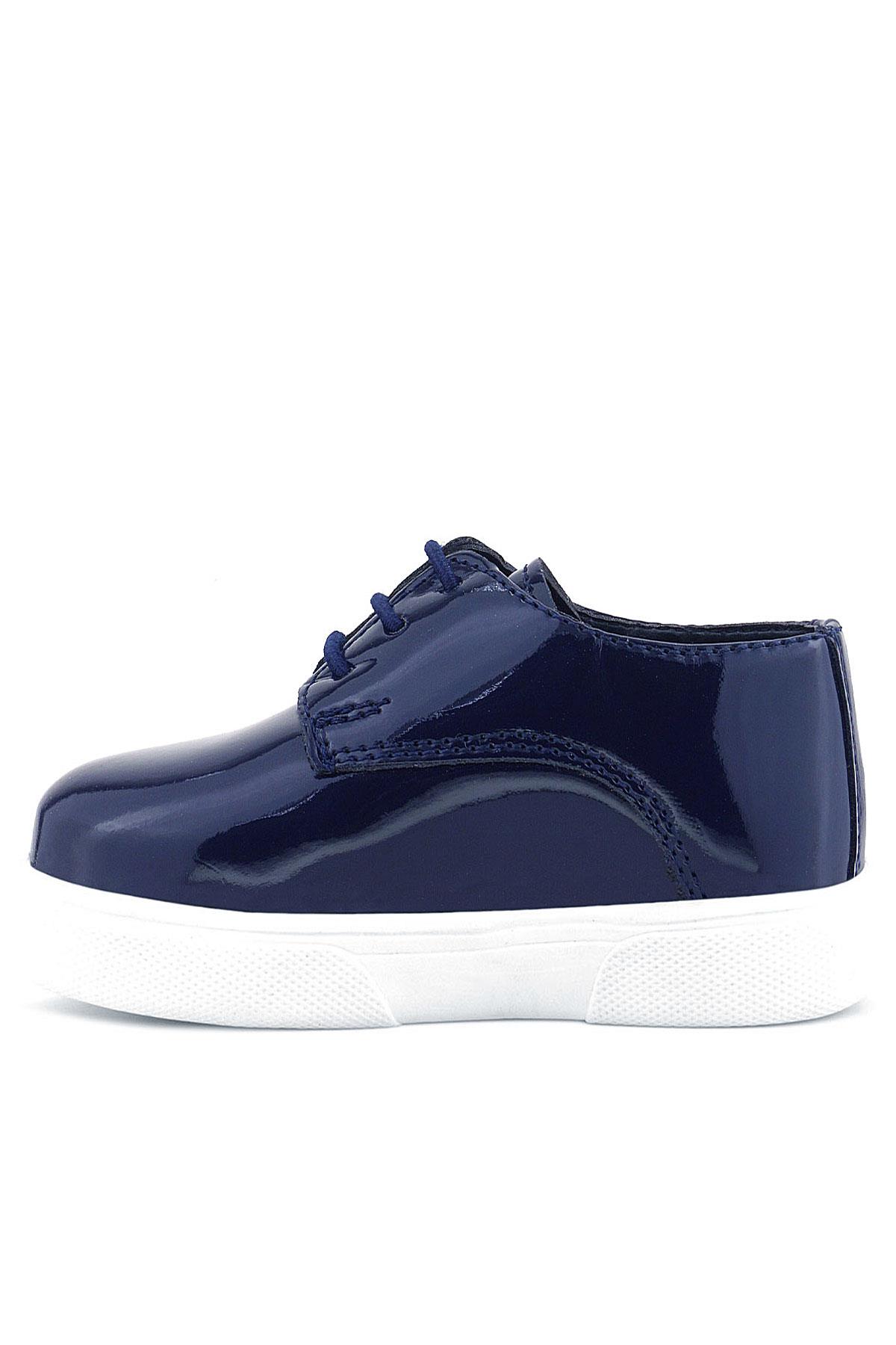 Rakerplus Derby Navy Blue Patient Leather White Sole Kids Classic Shoes