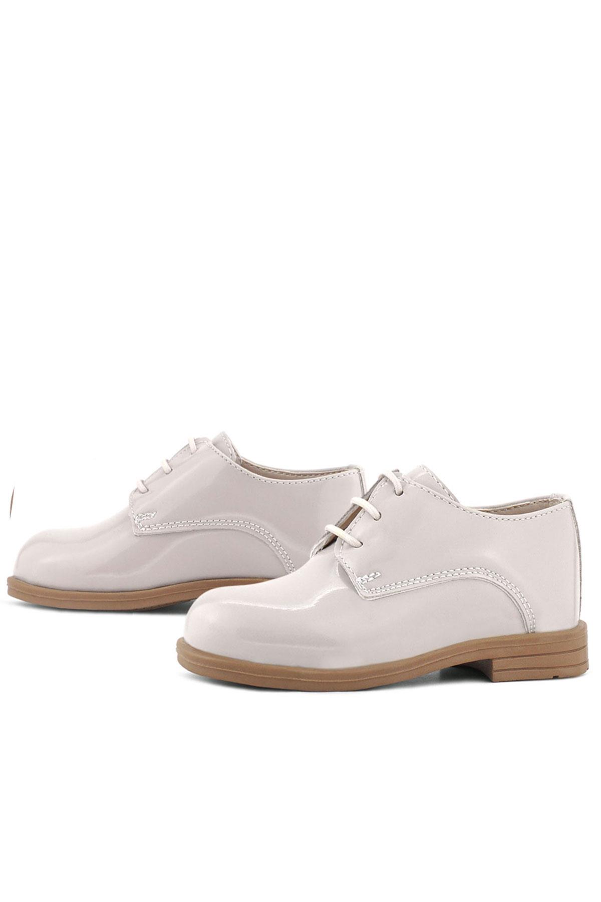 Rakerplus Krem Rugan Bağcıklı Oxford Çocuk Okul Ayakkabısı
