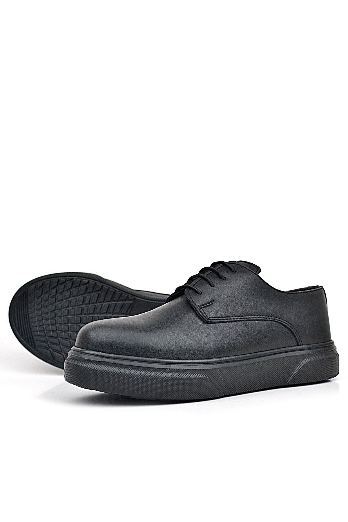 Rakerplus Derby Siyah Mat Siyah Taban Çocuk Klasik Ayakkabı