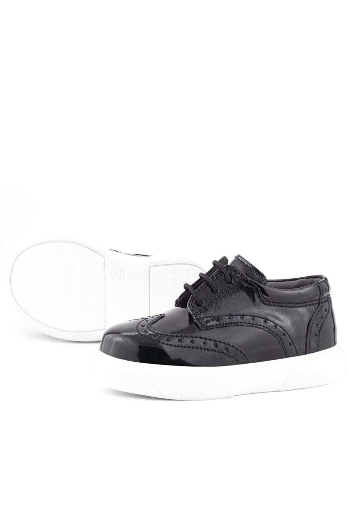 Rakerplus Siyah Rugan Beyaz Taban Oxford Çocuk Klasik Ayakkabı
