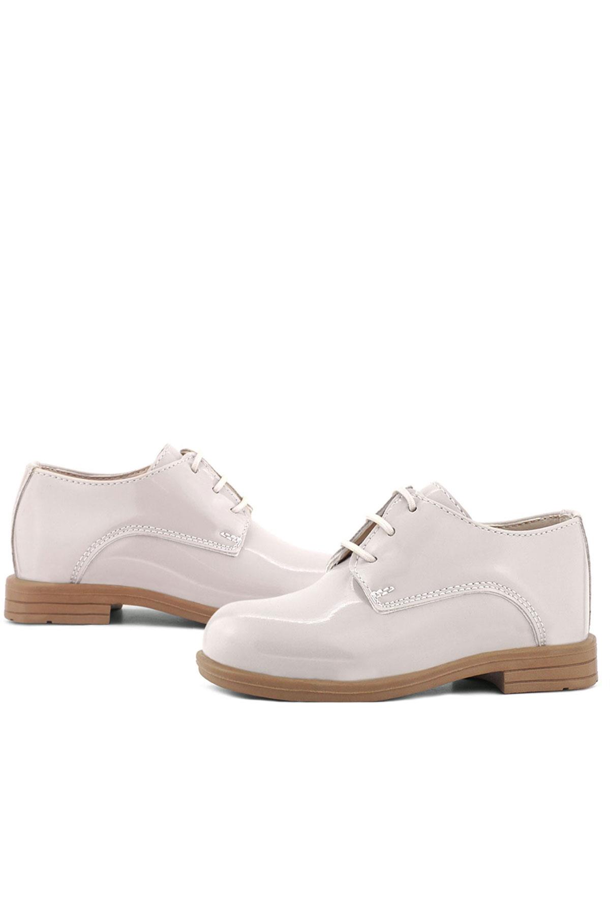 Rakerplus Krem Rugan Bağcıklı Oxford Çocuk Okul Ayakkabısı