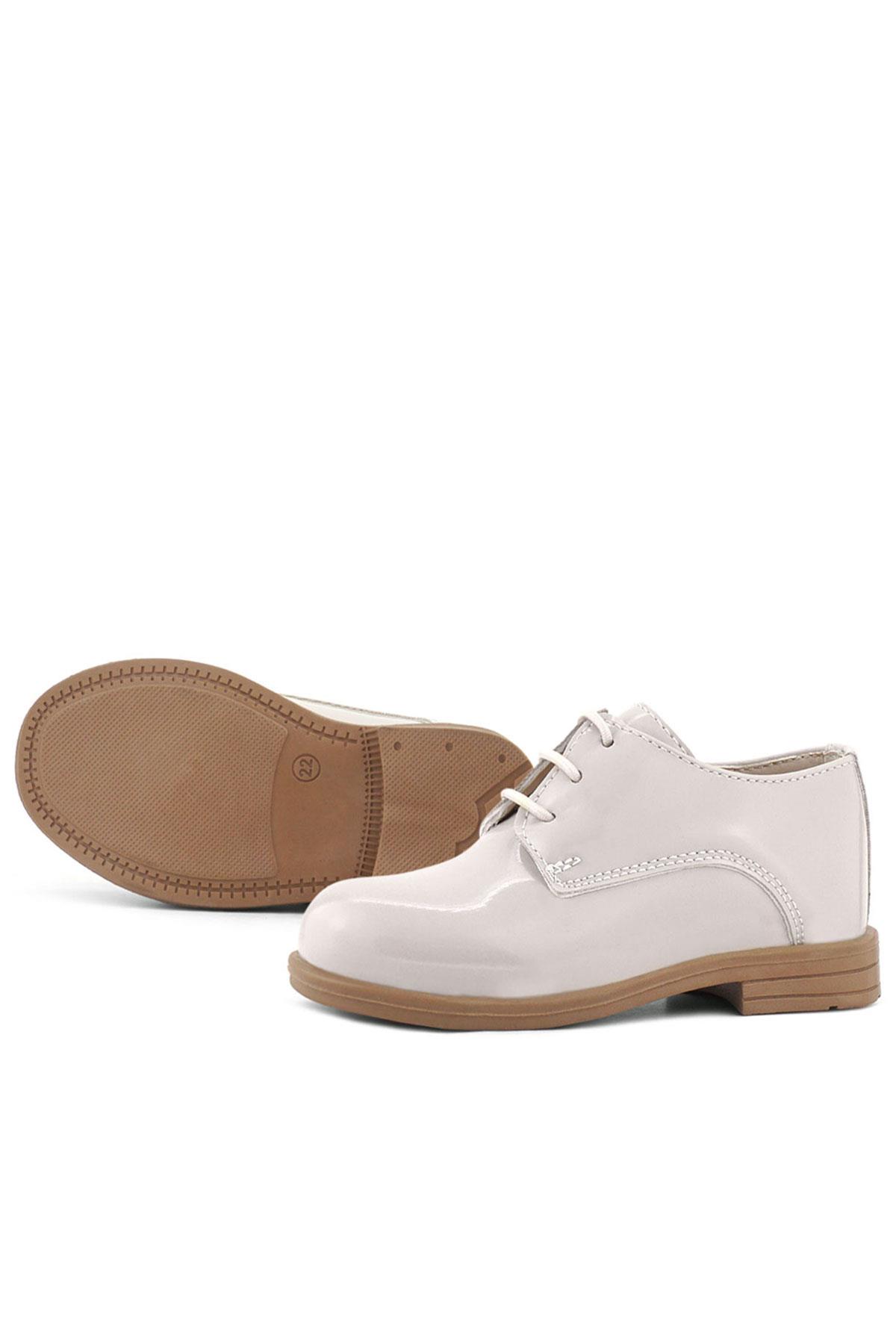 Rakerplus Krem Rugan Bağcıklı Oxford Çocuk Okul Ayakkabısı